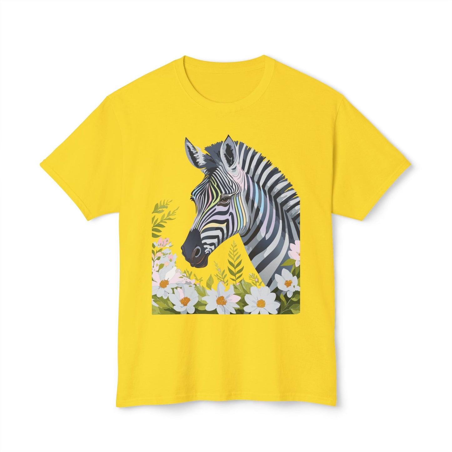Unisex Zebra Art Design T Shirt With Floral Print HD Cotton Premium USA Made Jersey