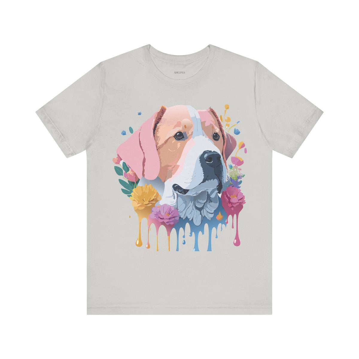 Dog Graphic Unisex Cotton Bella+Canvas Tee with Art Animal Design e116