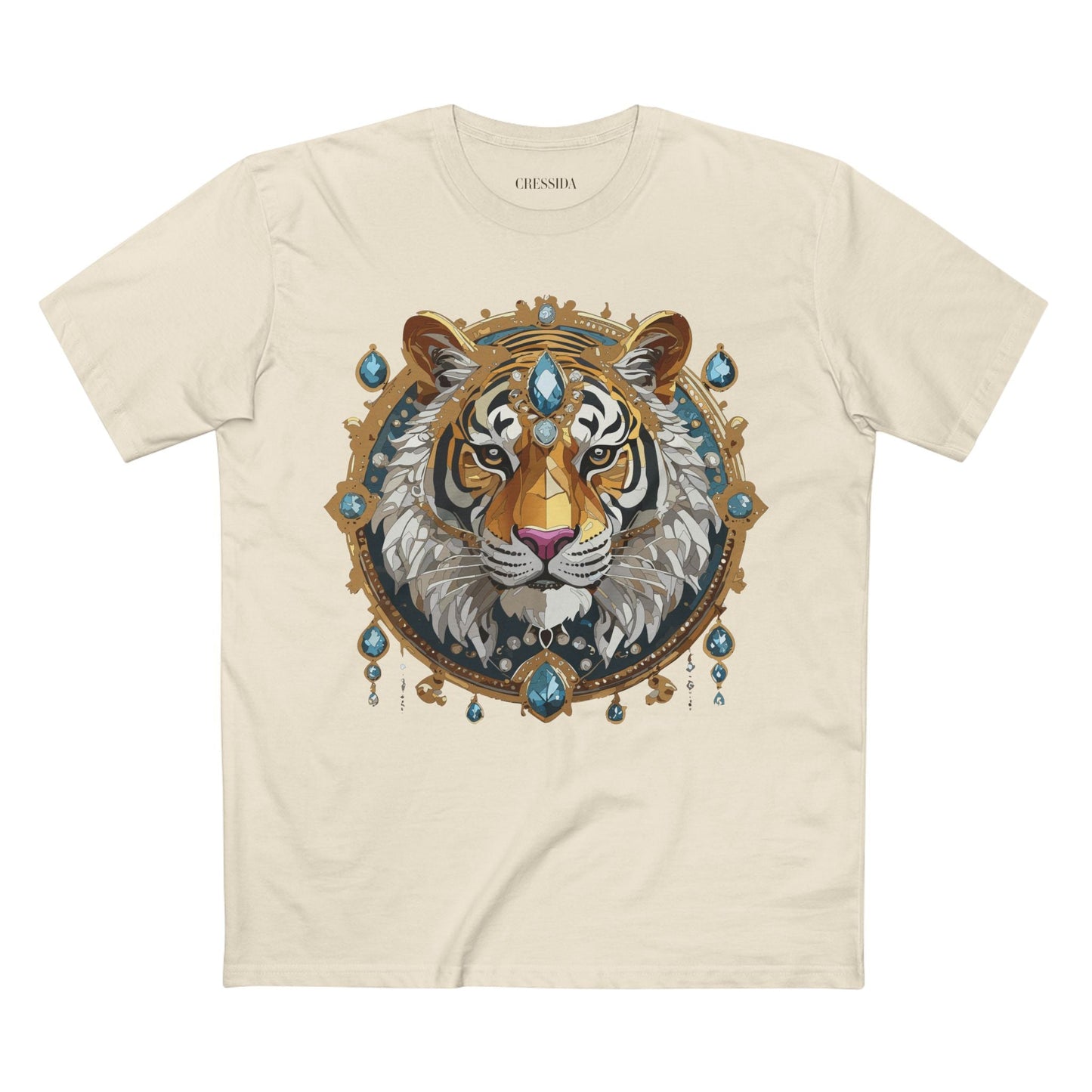 Tiger Graphic Unisex 100 Cotton Tee With Unique Animal Golden Medallion Art Design 51