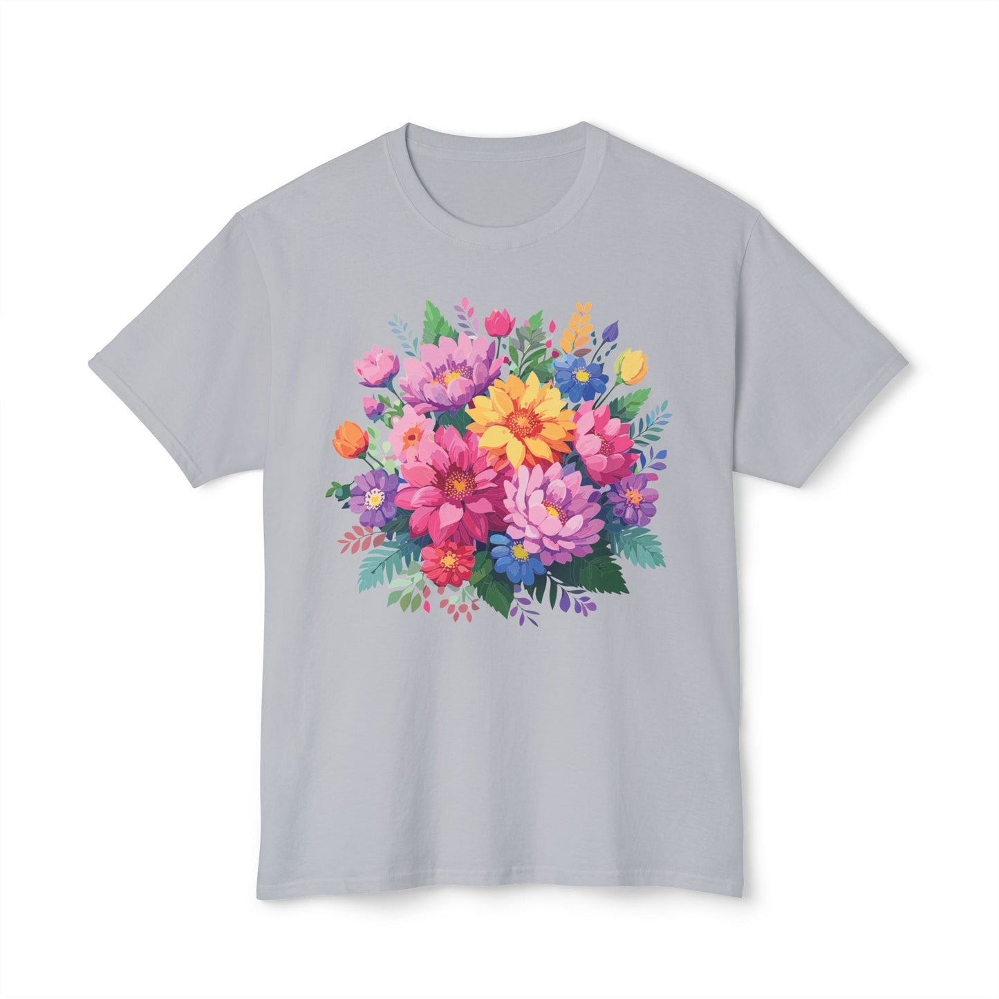 Unisex Floral T Shirt With Full Color Art Print Made In USA 100 Percent Cotton Breathable