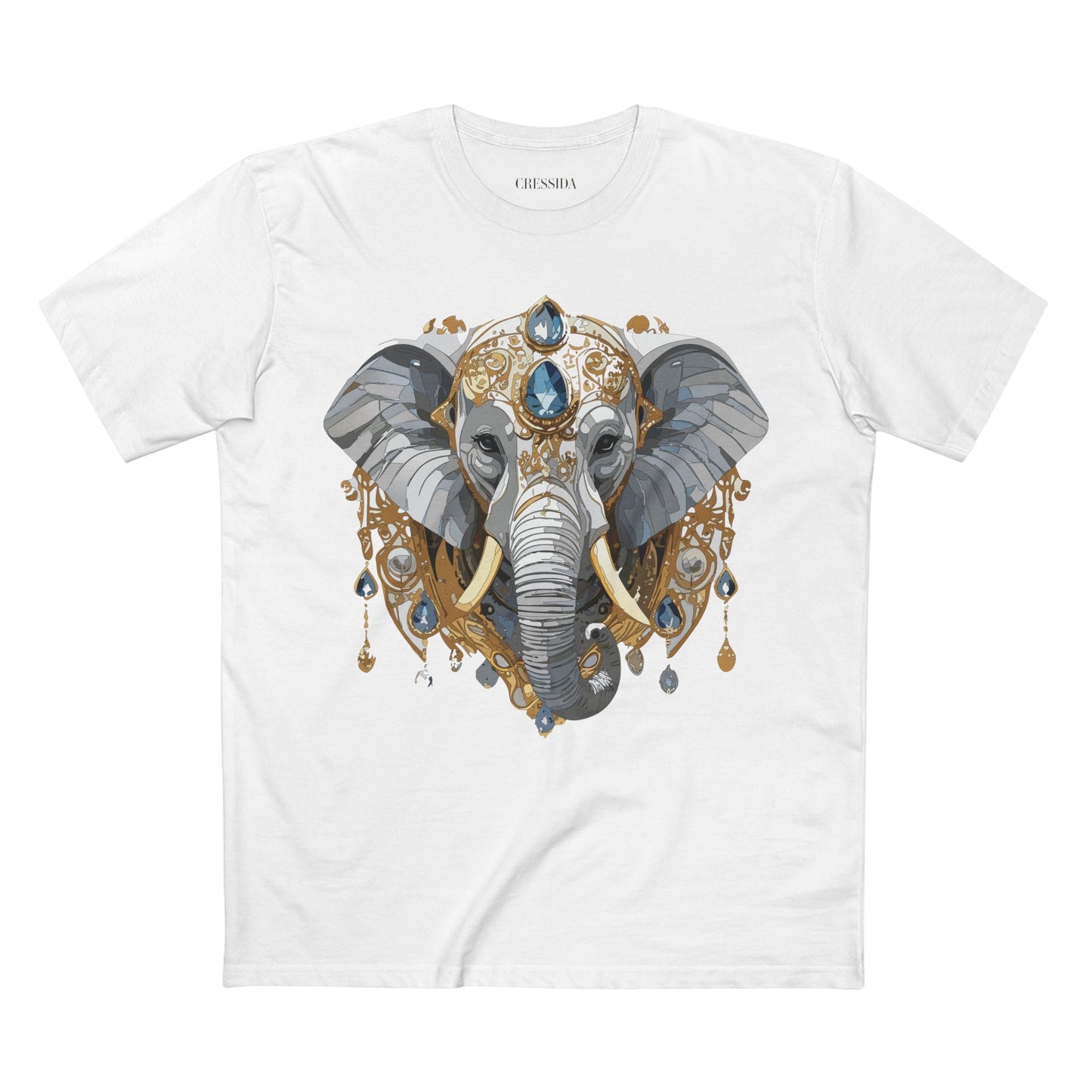 Elephant Graphic Unisex 100 Cotton Tee With Unique Animal Golden Medallion Art Design 37