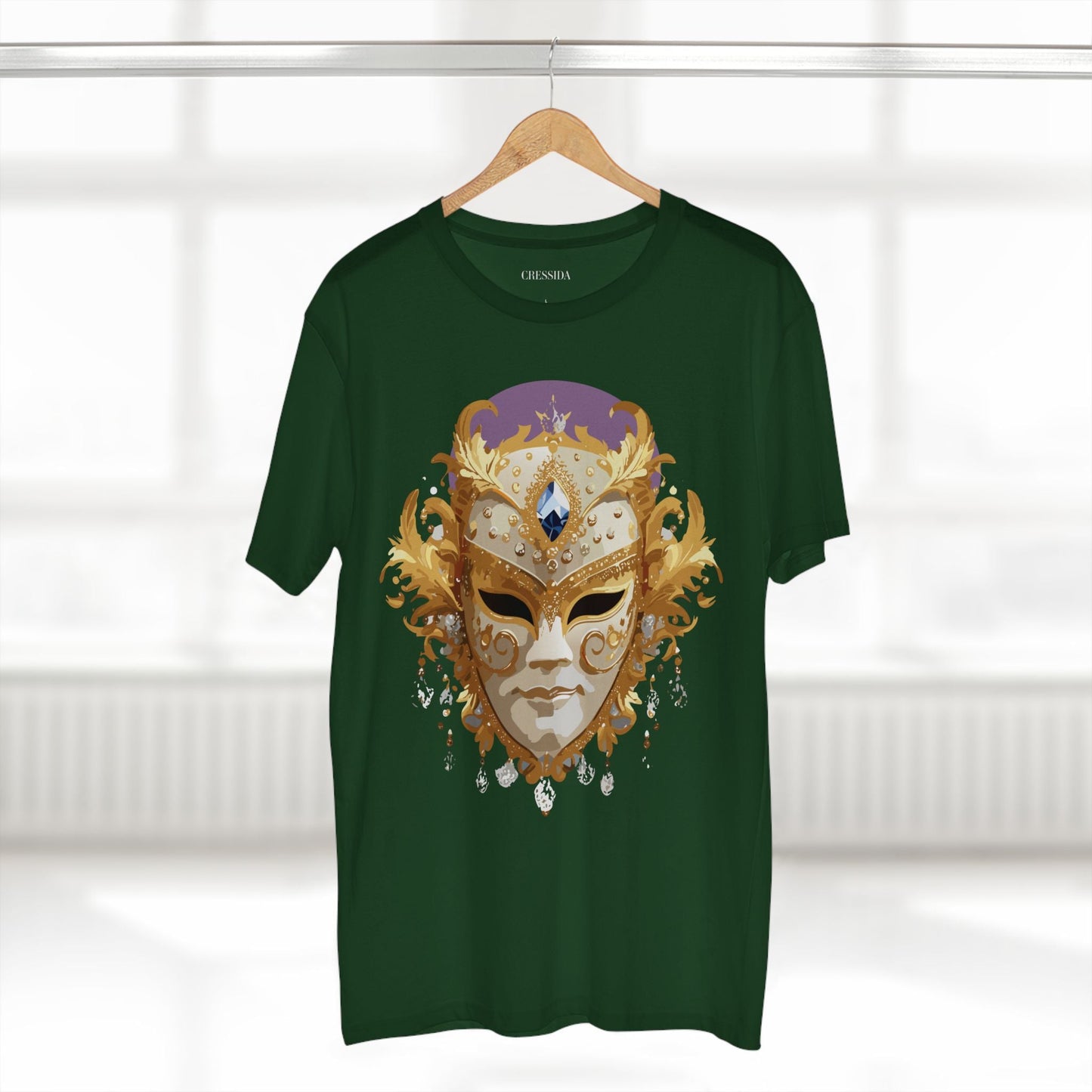 Carnival Mask Graphic T-Shirt Unisex 100 Cotton With Antique Gold Art Design Tee 18