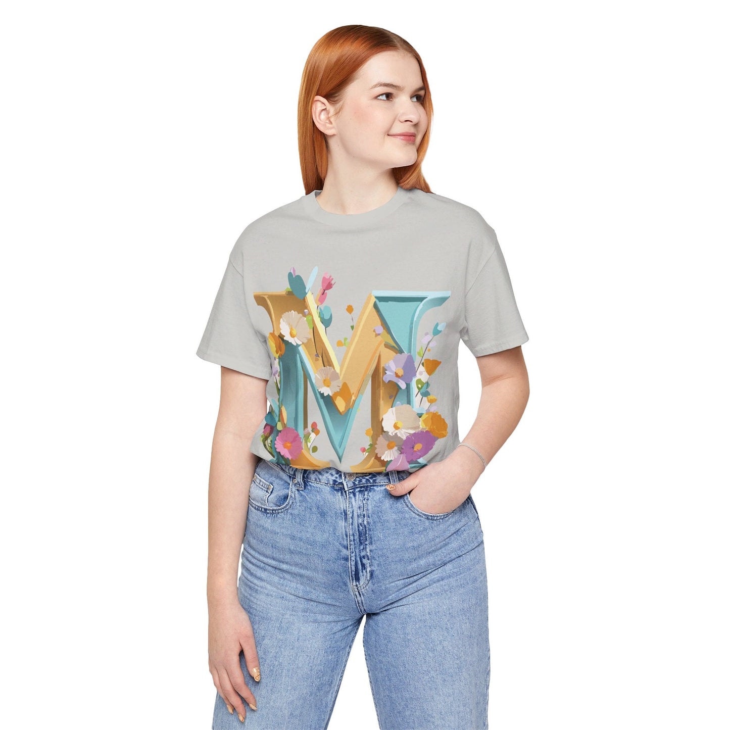 Letter M Shirt Unisex Graphic Tee Vintage Inspired Artwork Adelpha Jersey Short Sleeve