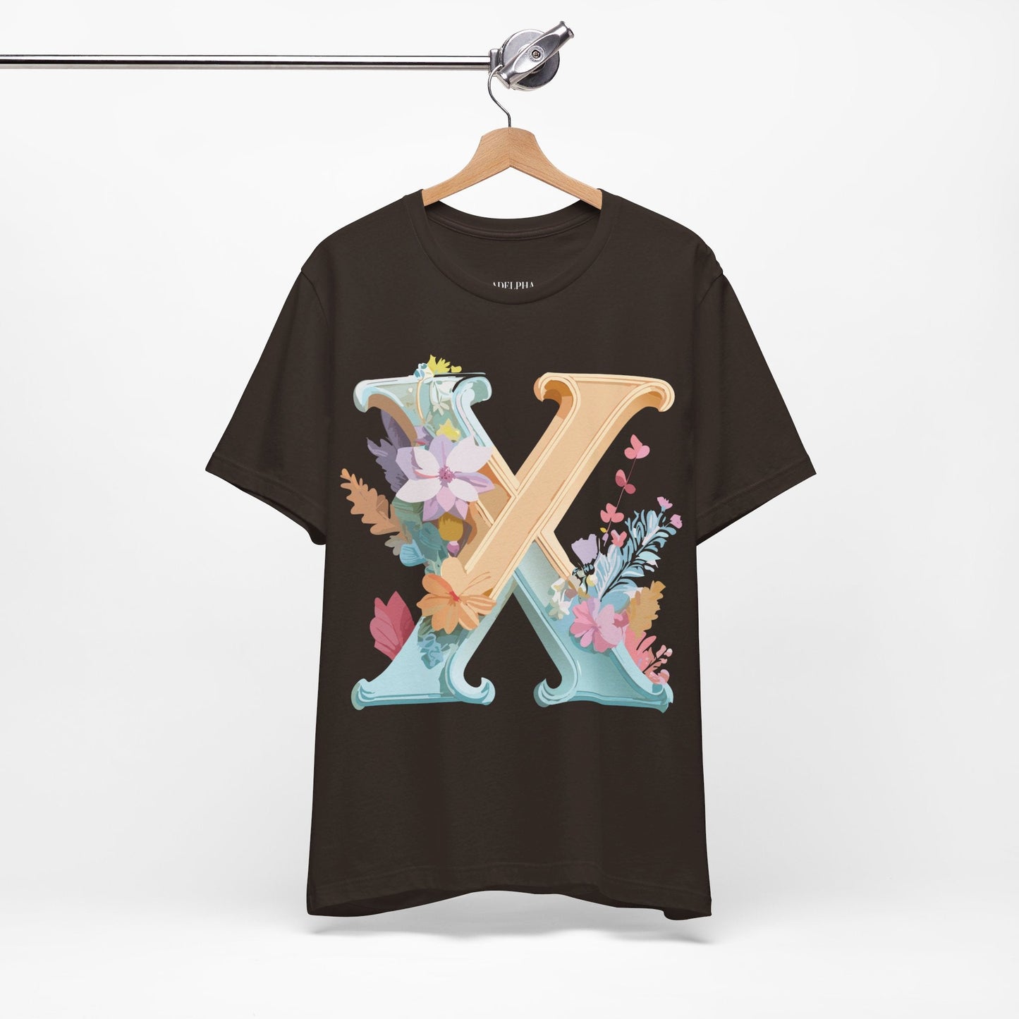 Letter X Shirt Graphic Tee Unisex Vintage Inspired Artwork By Adelpha Premium Comfort
