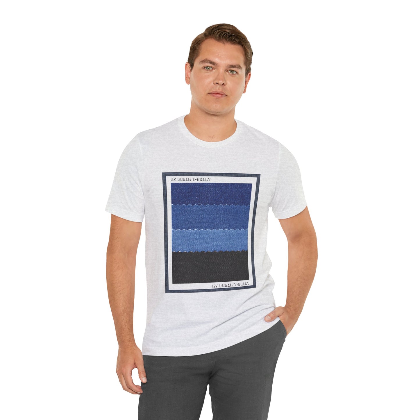 Unisex Cotton Tee Shirt with Denim Print