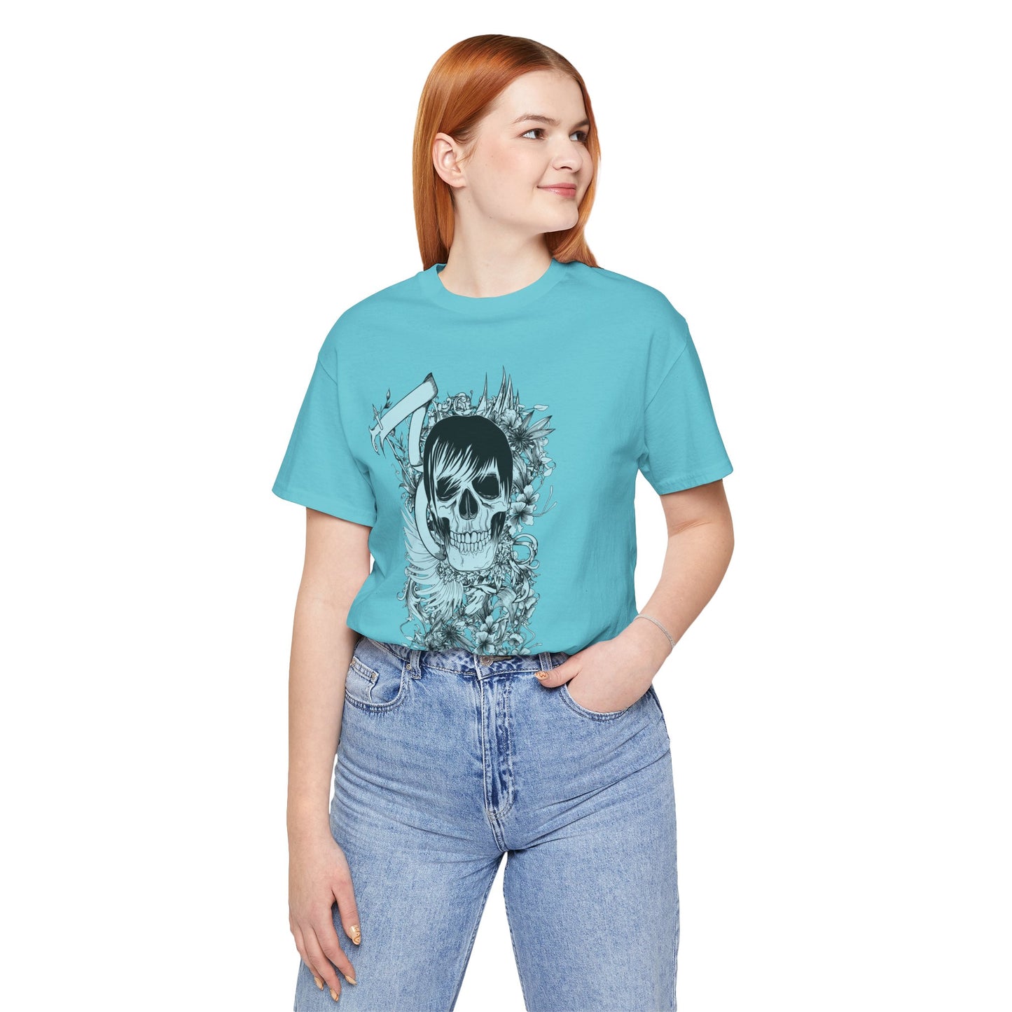 Sky Skull Graphic Design Tee, Skull Shirt, Vintage Tees, Art Design T-Shirt, Vintage Graphic Tee, Art Shirts with Skulls