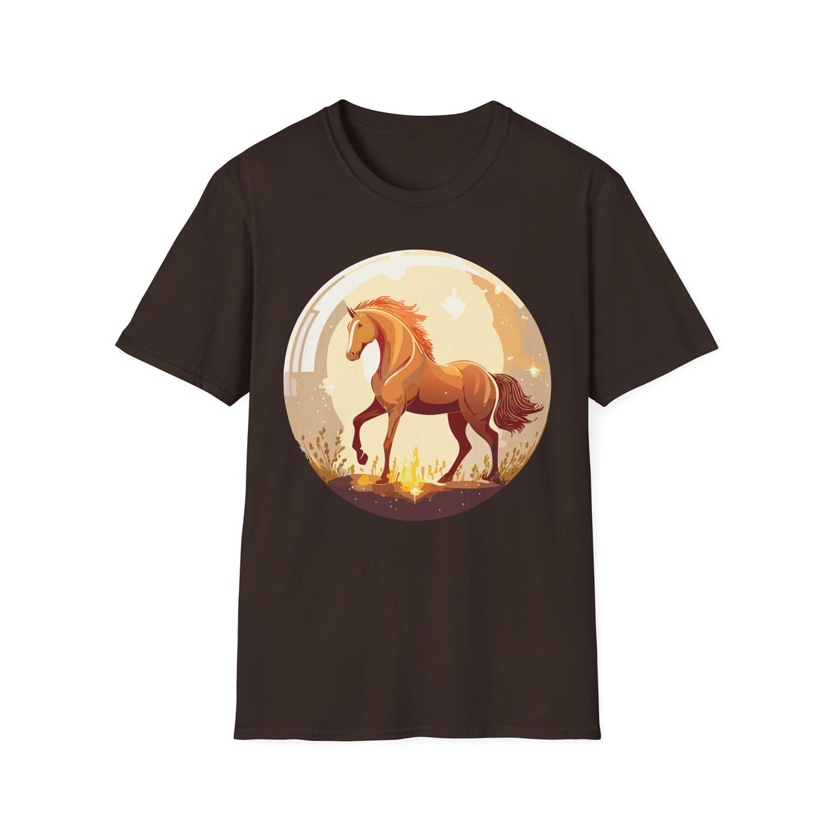 Sunset Chestnut Horse T-Shirt | Galloping Horse Graphic Tee