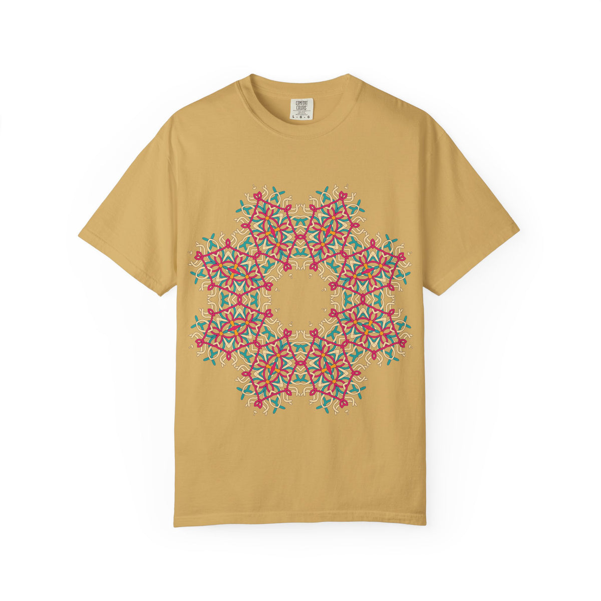 Unisex Garment Dyed Cotton T-Shirt with Mandala Graphic Design