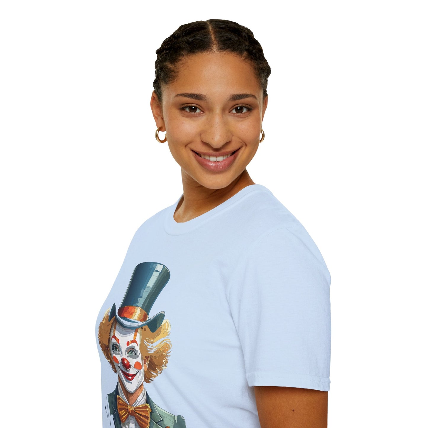 Funny Clown Shirt Unisex T Shirt Circus Style Tee With Scary Man Artwork Gildan 64000