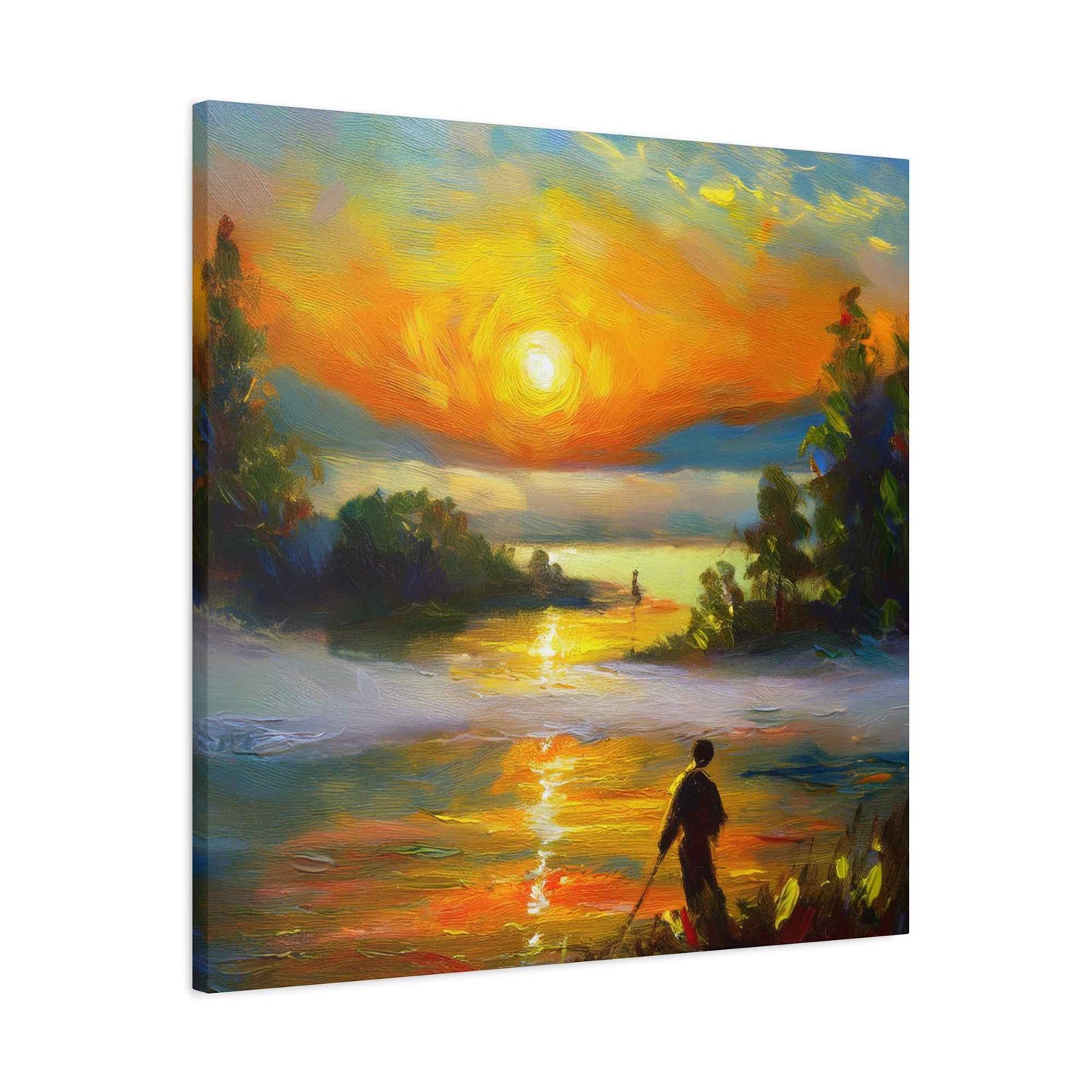 Sunrise Print Canvas, Oil Paint Print 20x20, 24x24, 30x30, 32x32, 36x36 Art Design Print Pine-Wood Inner Frame MC-40