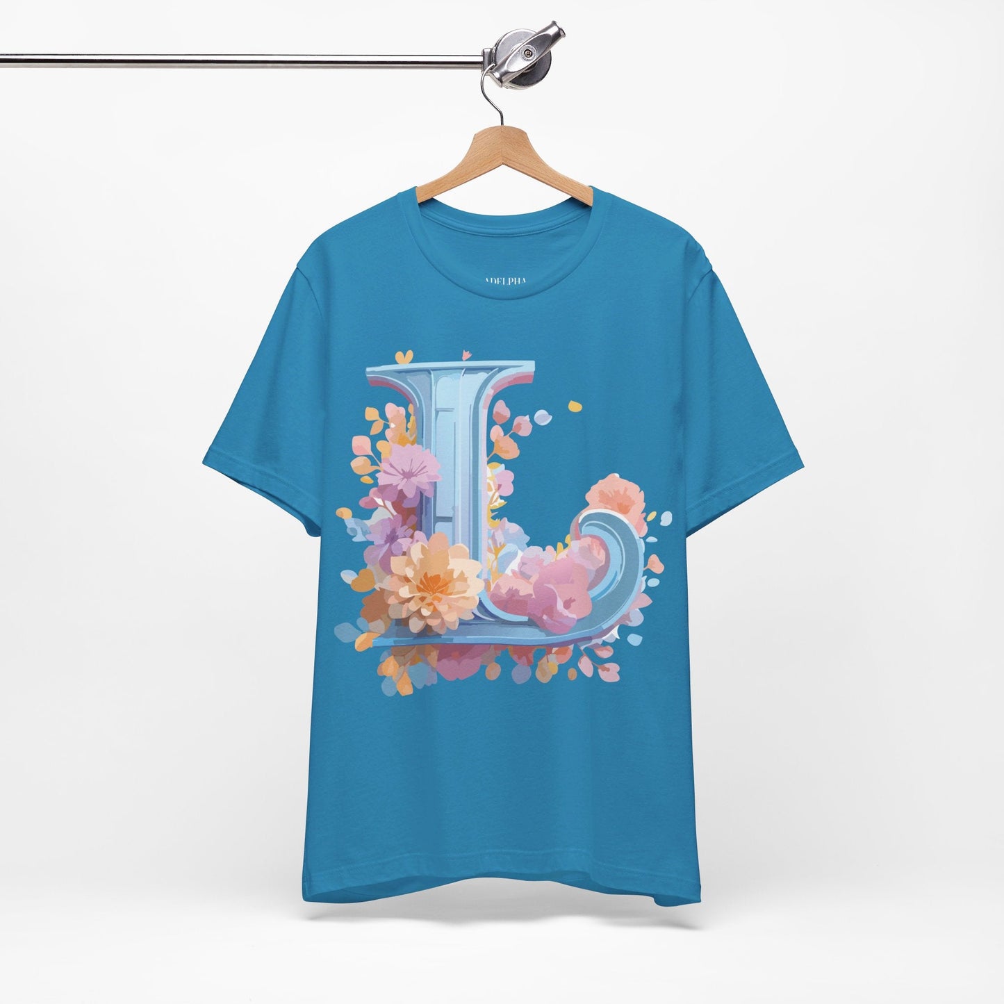 Unisex Letter L Graphic Tee Vintage Inspired Artwork Adelpha Short Sleeve Shirt Premium