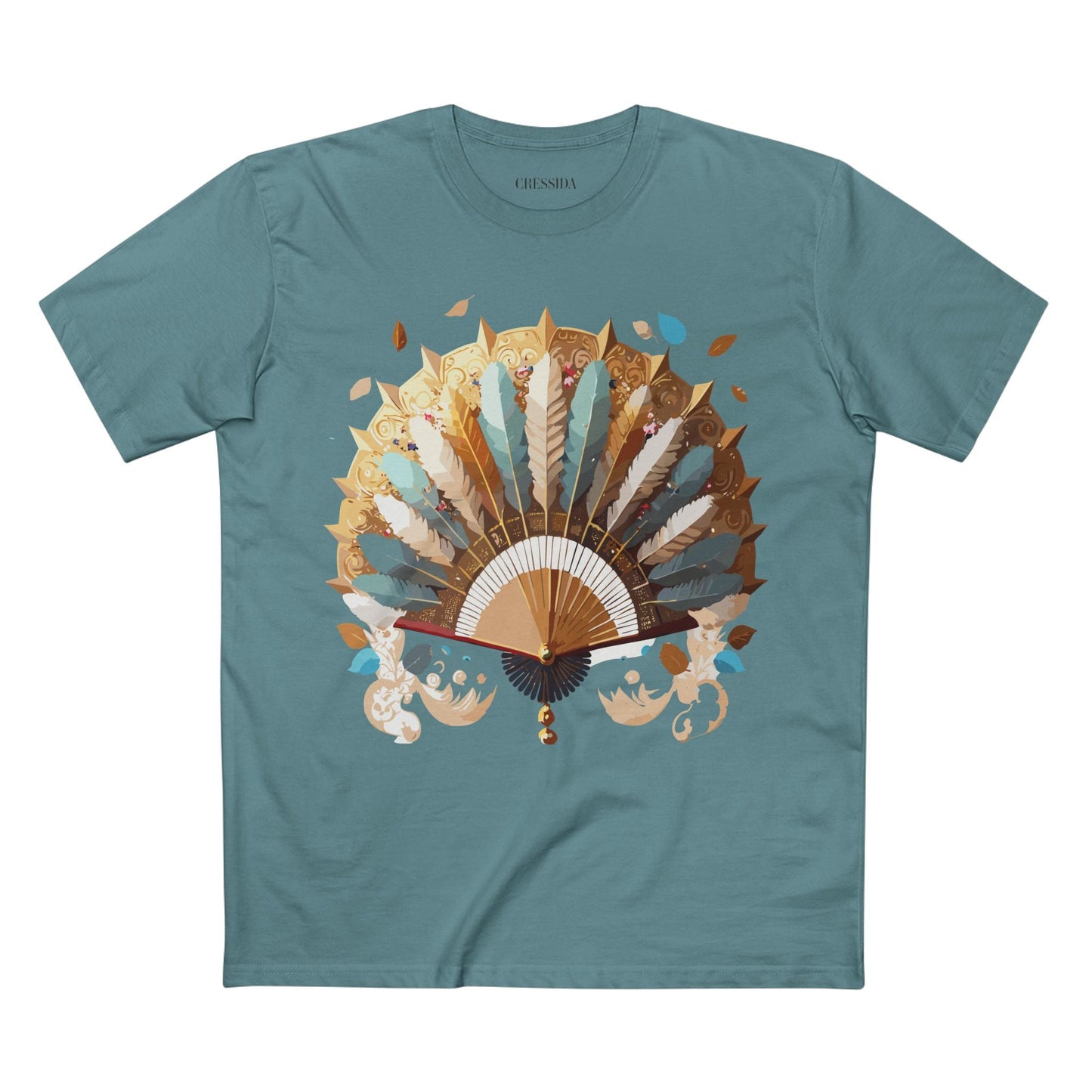 Antique Fan Graphic Design T-Shirt Unisex 100 Cotton Floral Carnival Artwork Tee 7