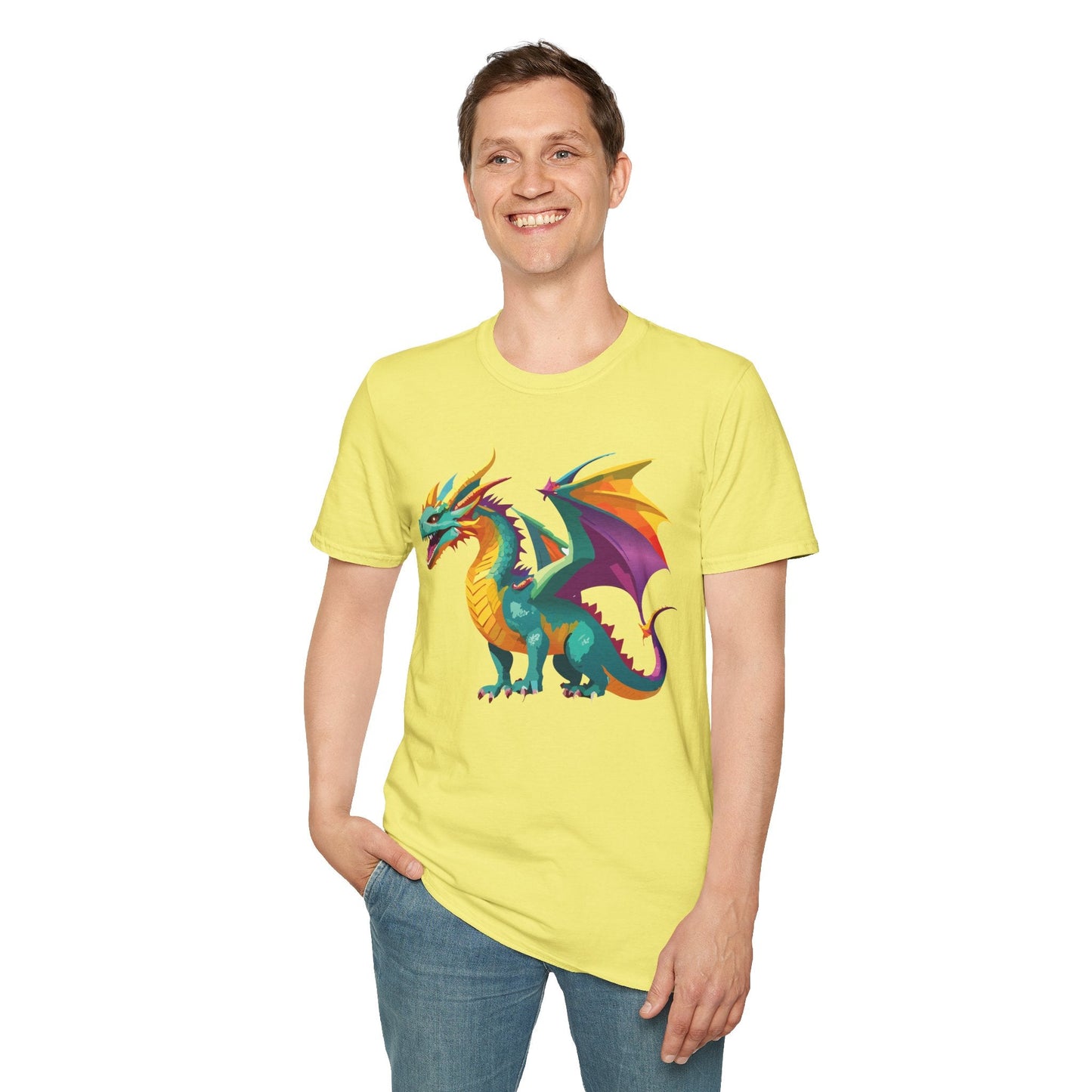 Dragon Graphic Unisex Cotton Softstyle Art Design Tee With Animals 10