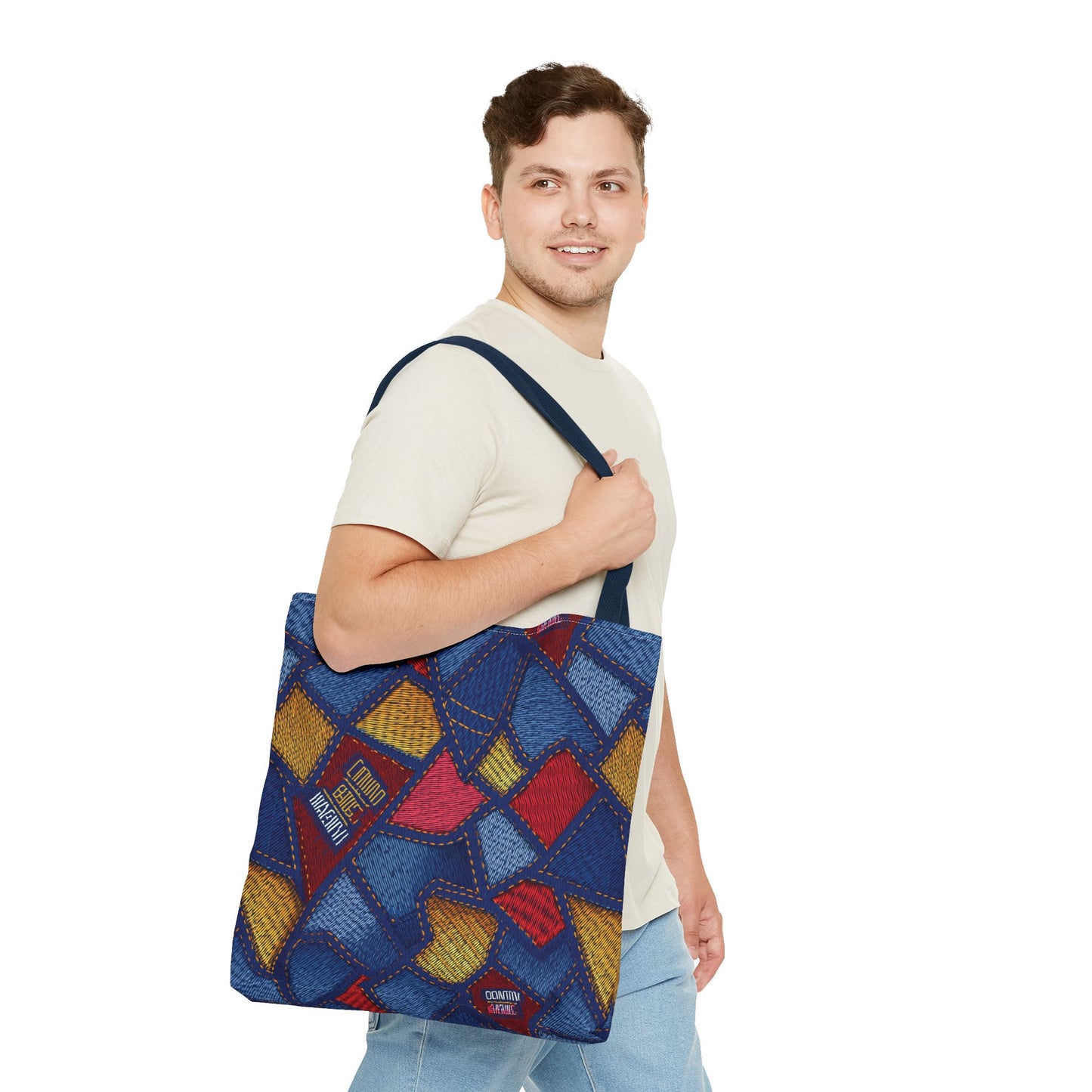 Denim Fabric Imitation Print Unisex Canvas Bag Poly Spun 3 Sizes Tote Bag 140