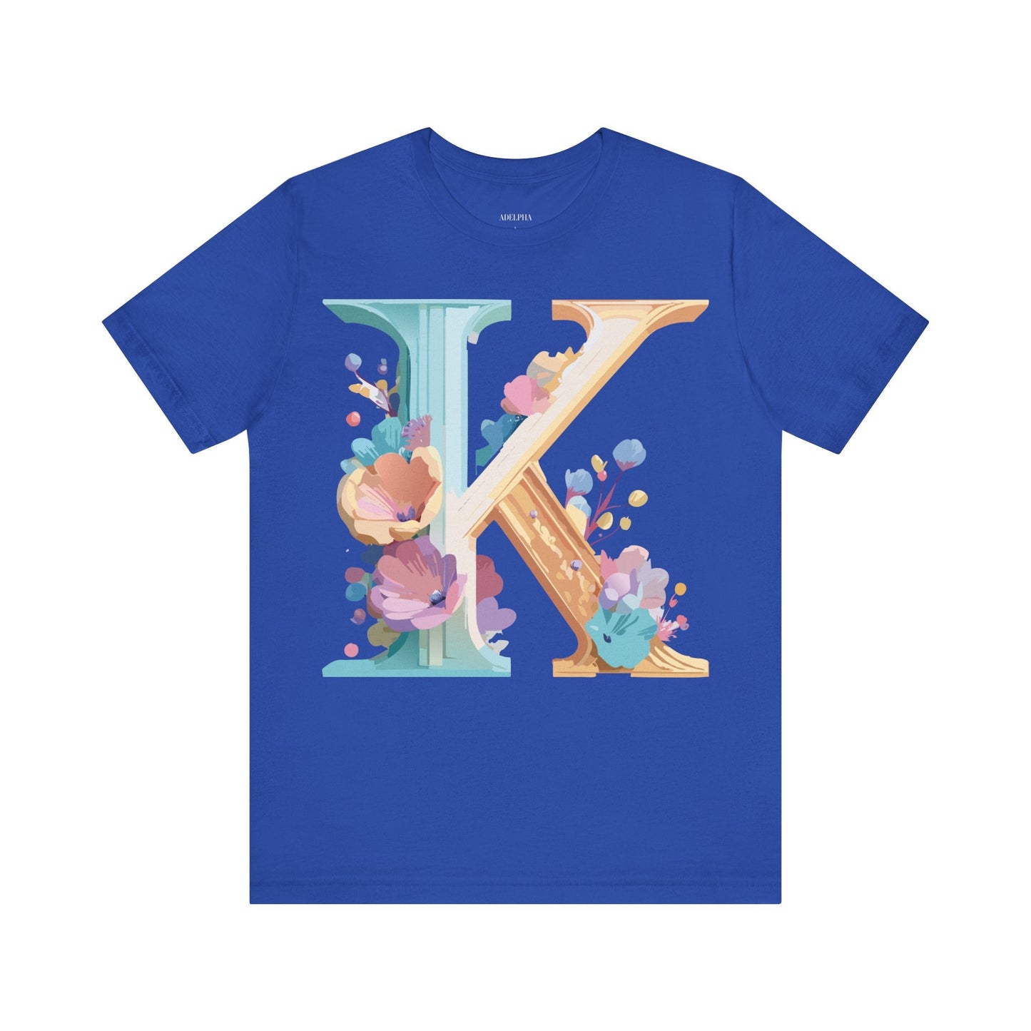 Letter K Shirt Graphic Tee Unisex Vintage Inspired Adelpha Art Design Tee Premium Soft Cotton
