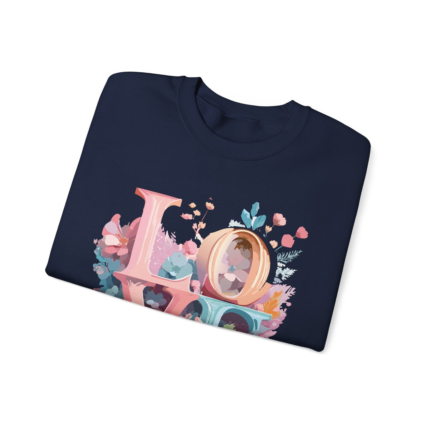 Floral Love Sweatshirt For Valentines Day Unisex Crewneck Fifty Fifty Cotton Polyester