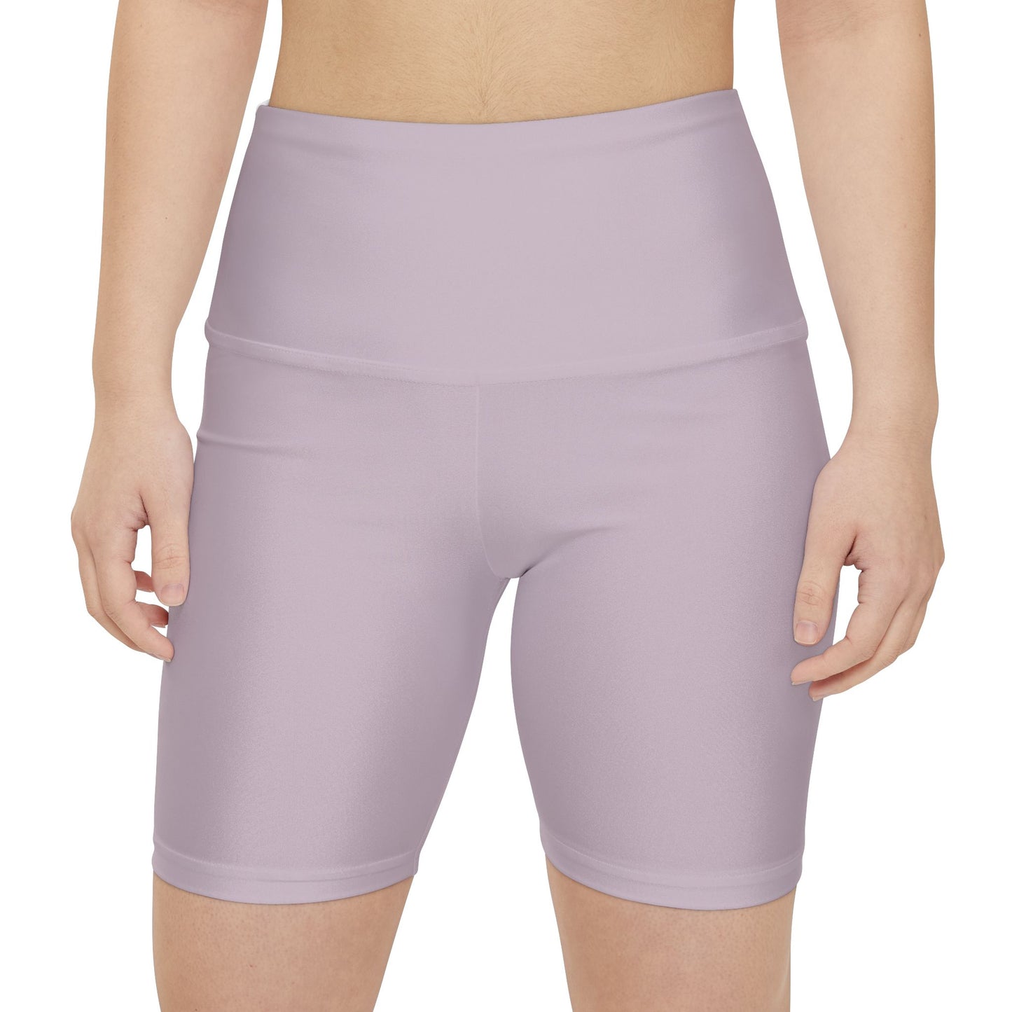 Pale Purple Women's Workout Shorts — Solid High-Waist Biker Shorts for Exercise & Everyday Wear