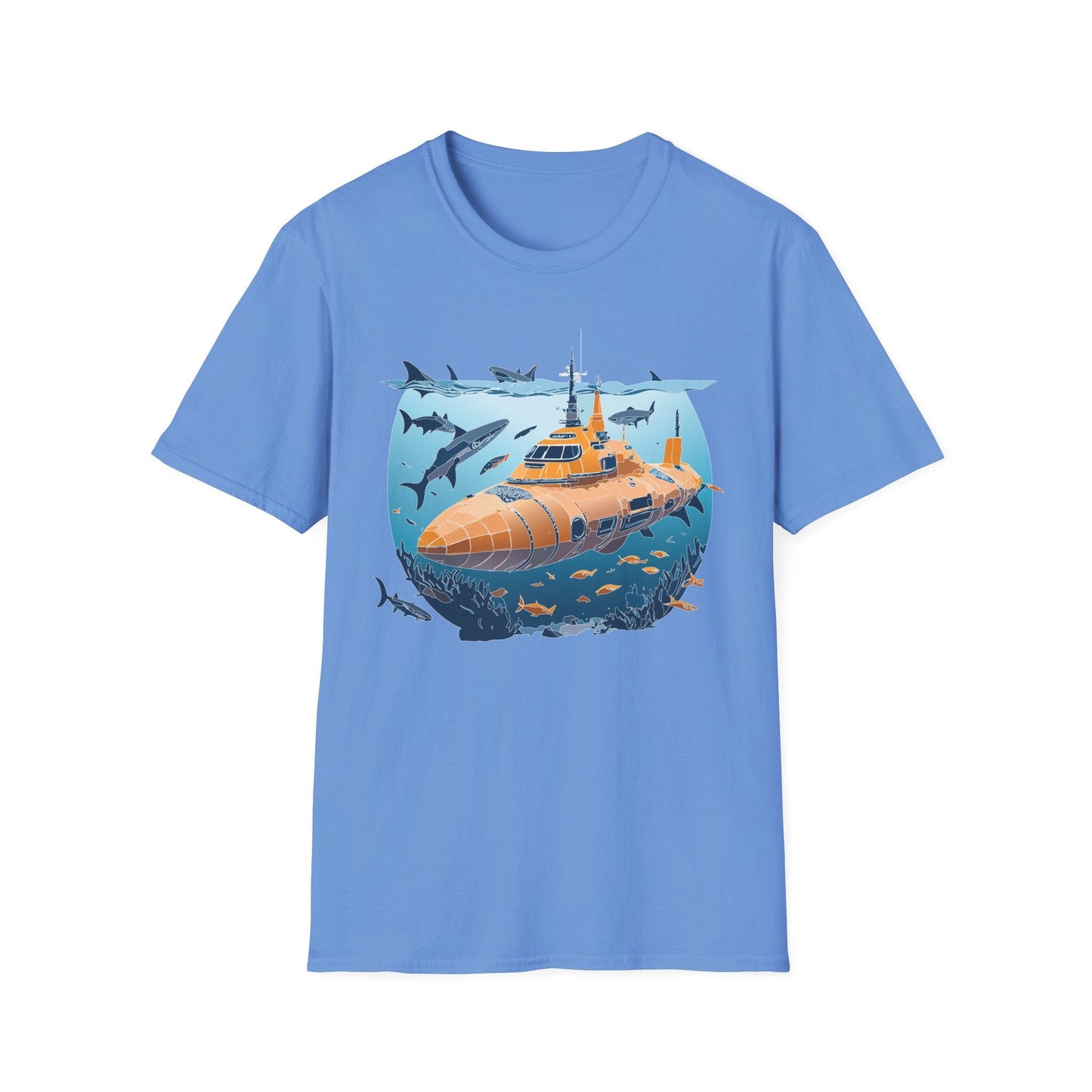 Ocean Graphic Tee Shirt Unisex Softstyle 64000 Gildan Lightweight Breathable Ocean Design U Boat