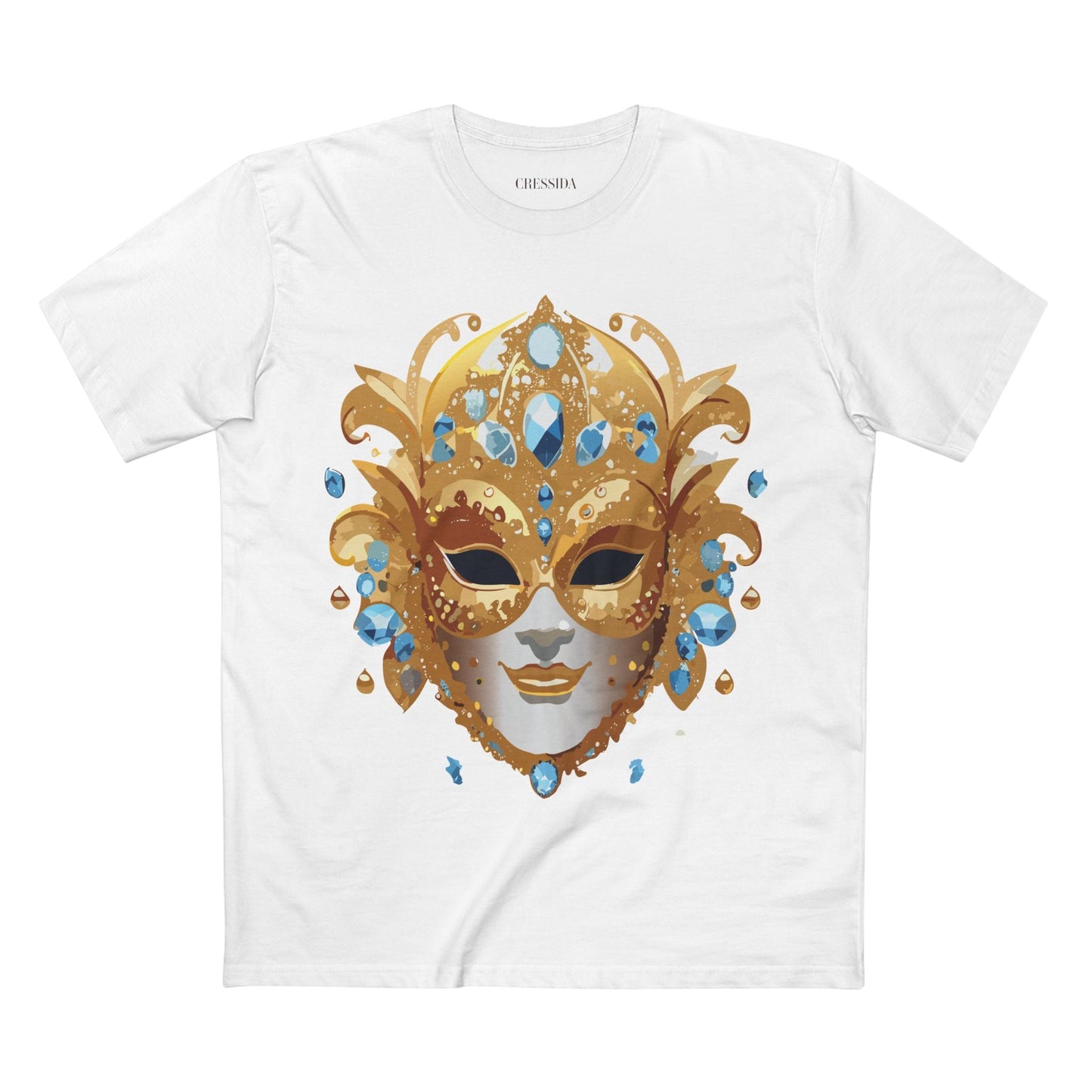 Carnival Mask Graphic T-Shirt Unisex 100 Cotton With Antique Gold Art Design Tee 21