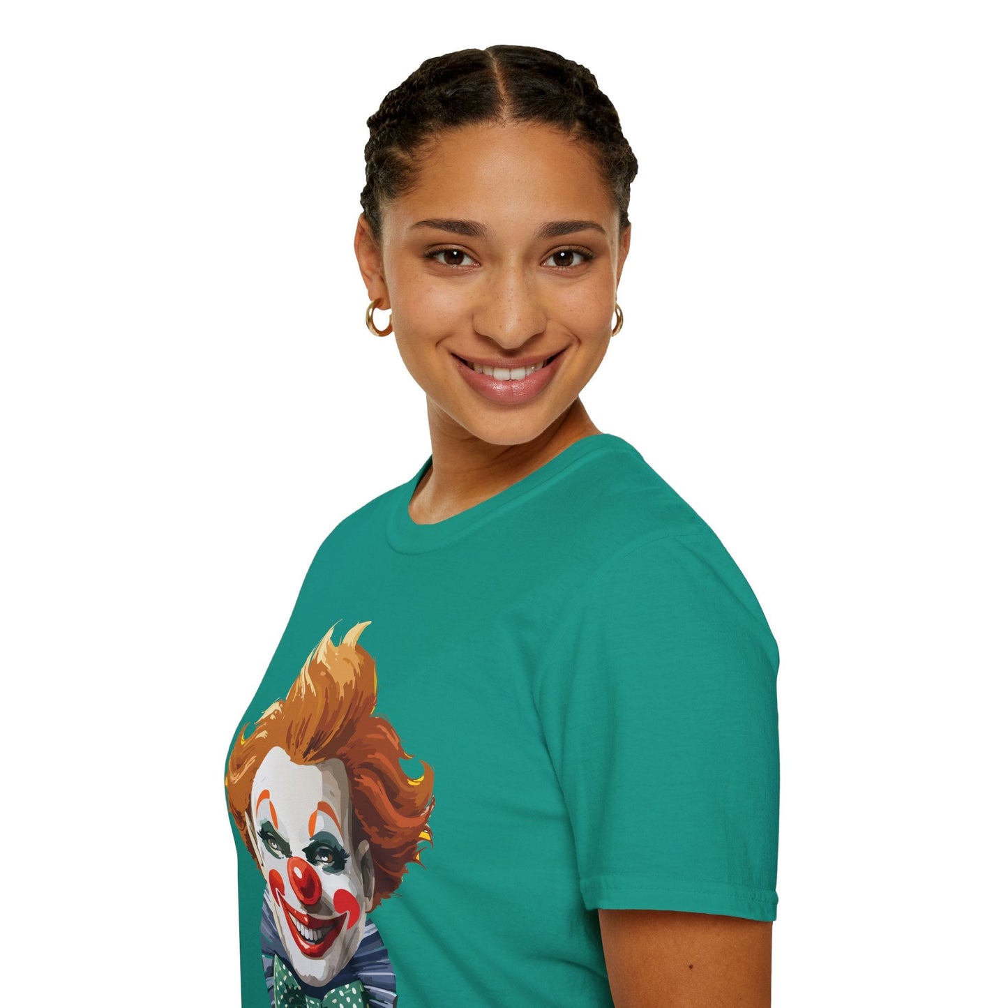 Clown Theme T Shirt Funny Man Circus Scary Man Unisex Gildan Softstyle Graphic Tee Everyday Wear