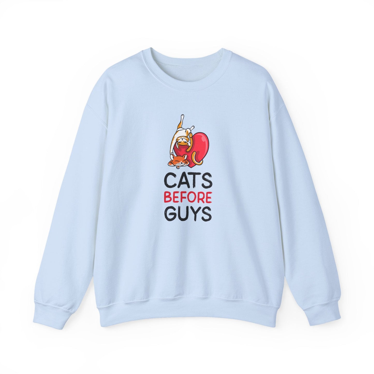 Cat Heart Sweatshirt Unisex Valentines Day 50 50 Cotton Poly Heavy Blend Crewneck Sweatshirt