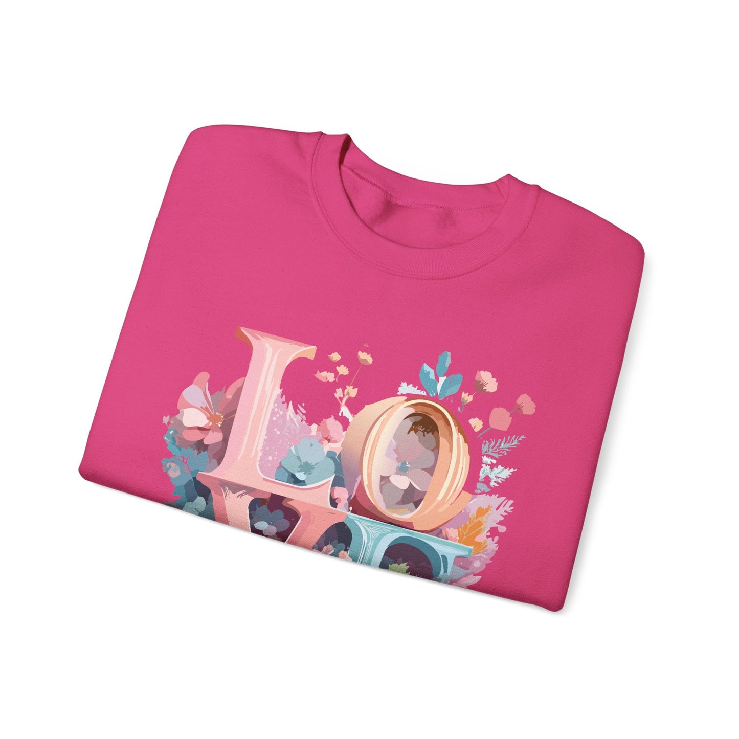 Floral Love Sweatshirt For Valentines Day Unisex Crewneck Fifty Fifty Cotton Polyester