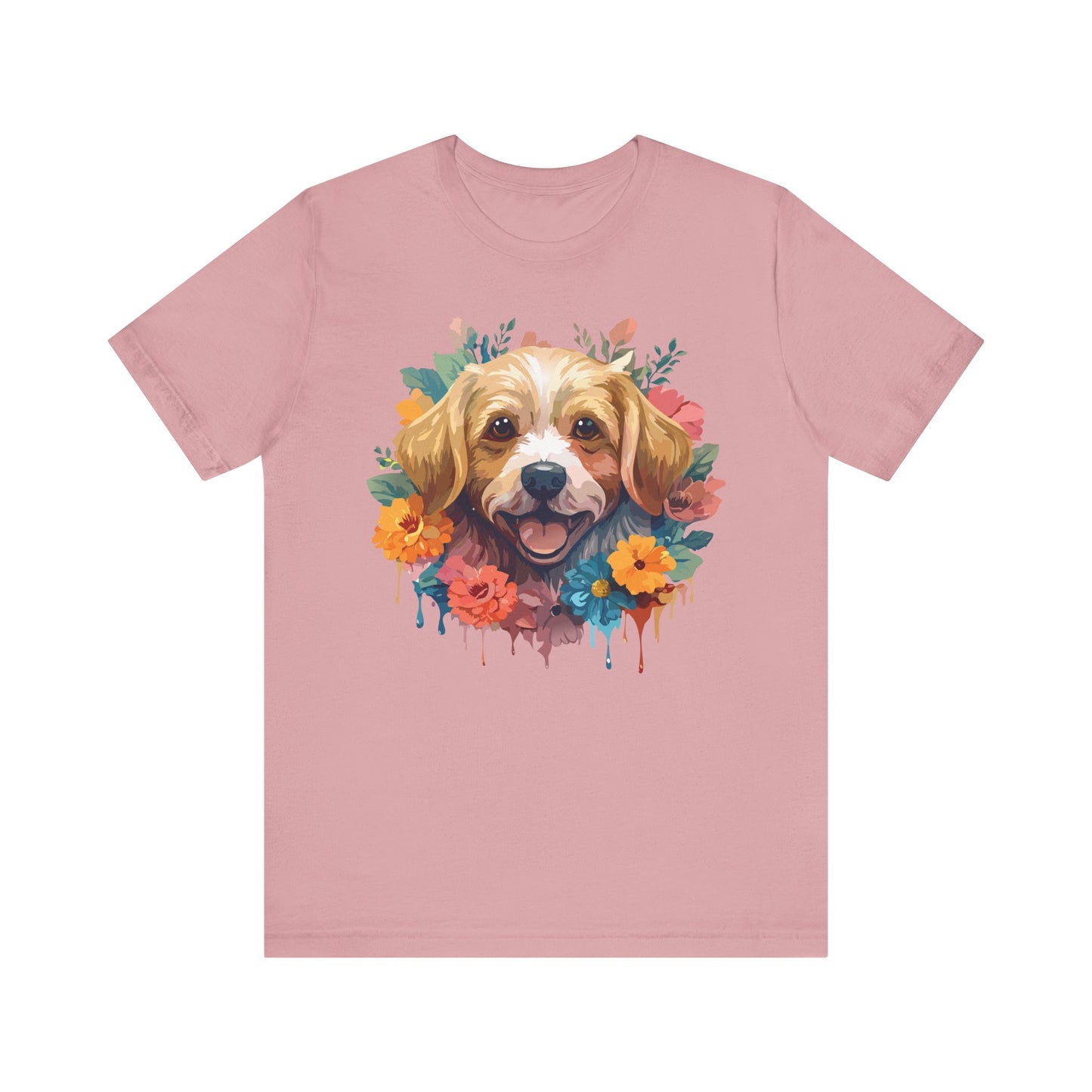 Floral Dog Tee, Animal Shirt, Dog Shirt, Floral Tee, Flower T-shirt, T-Shirt with Animal, Summer Top with Art Design