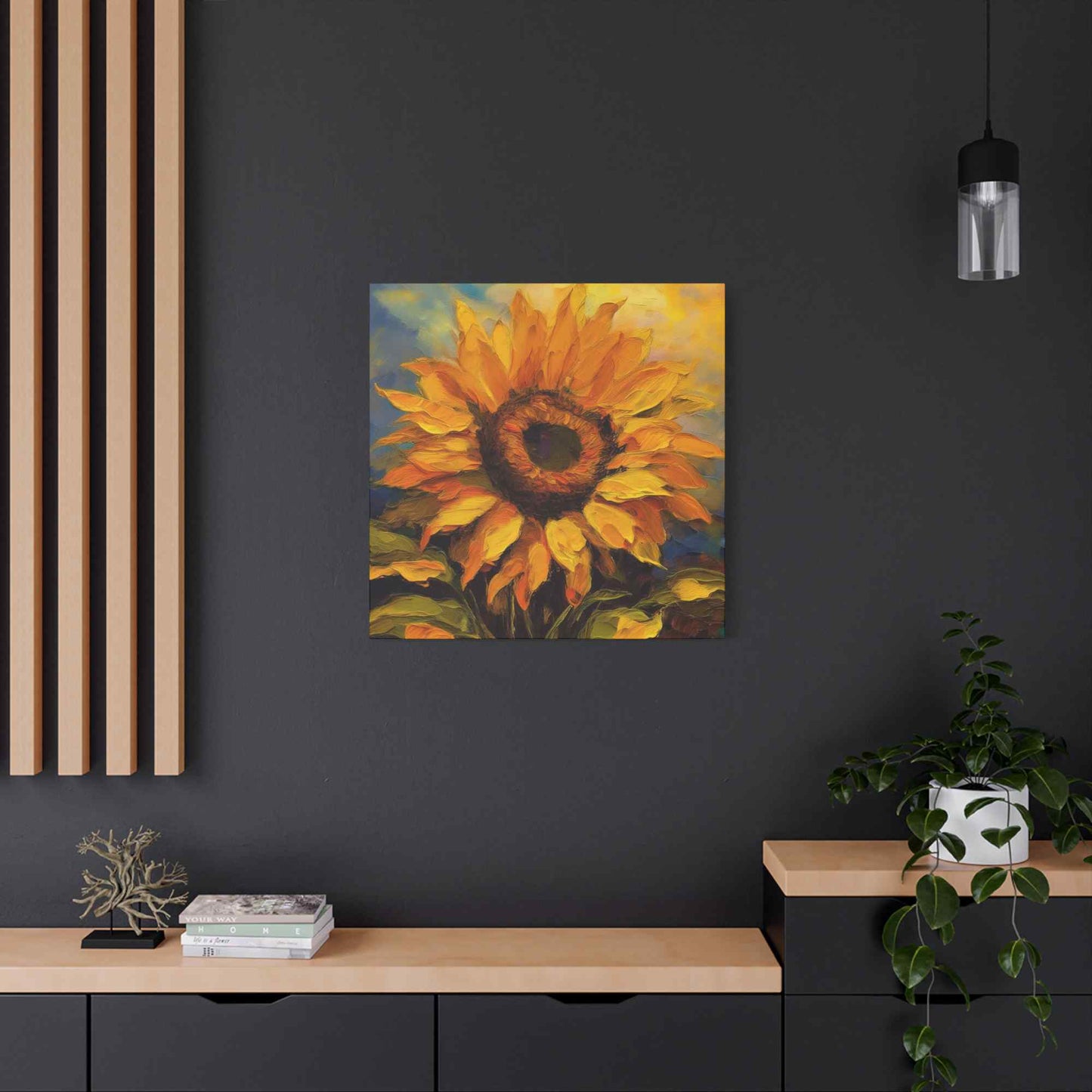 Sunflower Print Canvas, Flower Oil Paint Print 20x20, 24x24, 30x30, 32x32, 36x36, Floral Art Design Print Non-Frame MC-26