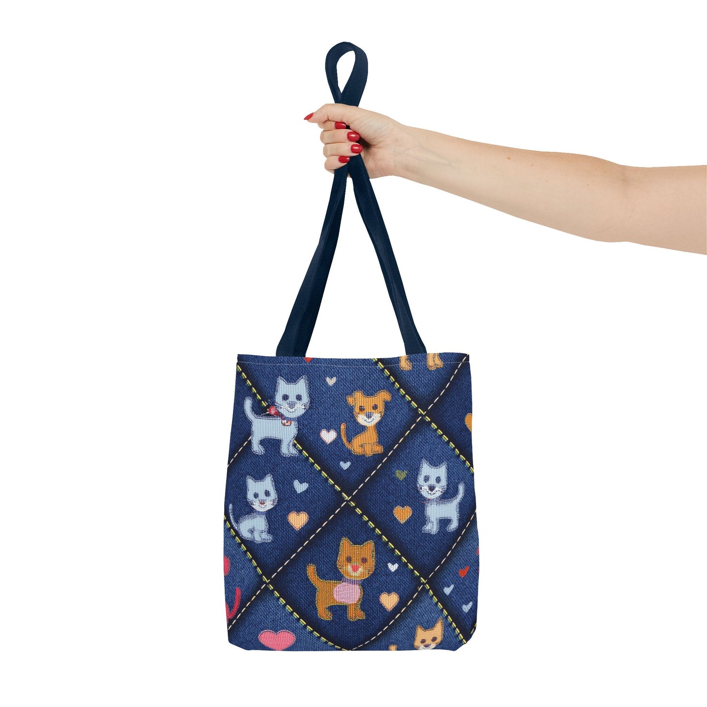 Love Day Graphic Design Denim Fabric Imitation Print Unisex Canvas Bag POLY 3 Sizes Tote Bag 201-2