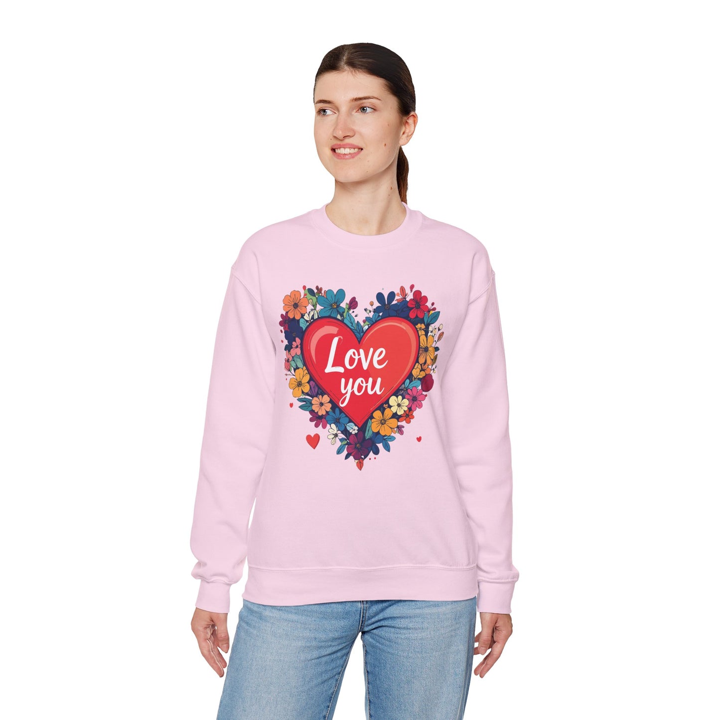 Big Heart Sweatshirt, Floral Heart Sweatshirt, Floral Love Sweatshirt, Valentine's Day Sweatshirt, Heart Floral Sweatshirt 107