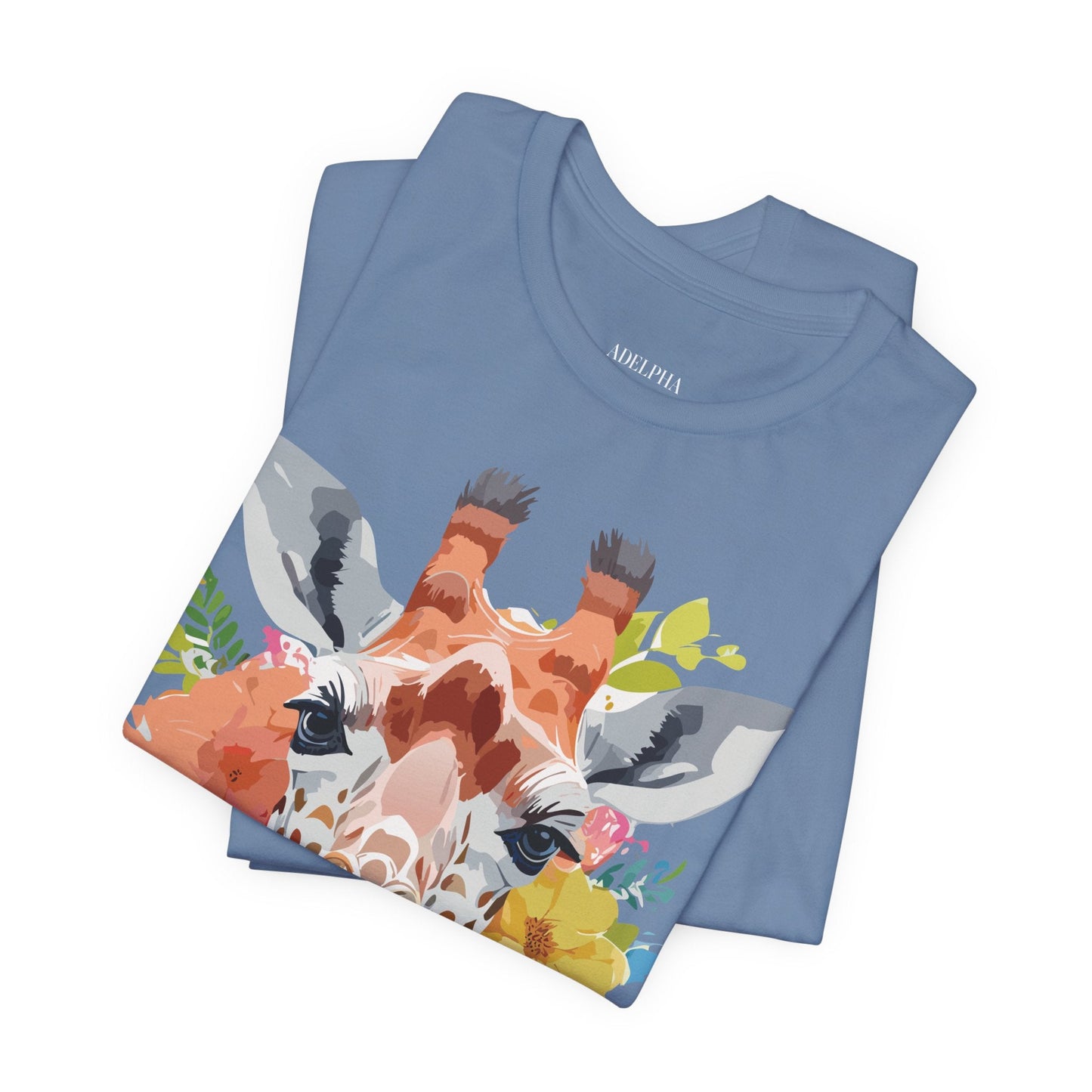 Giraffe Graphic Tee By Adelpha Unisex Vintage Inspired Art Design Short Sleeve Jersey Shirt
