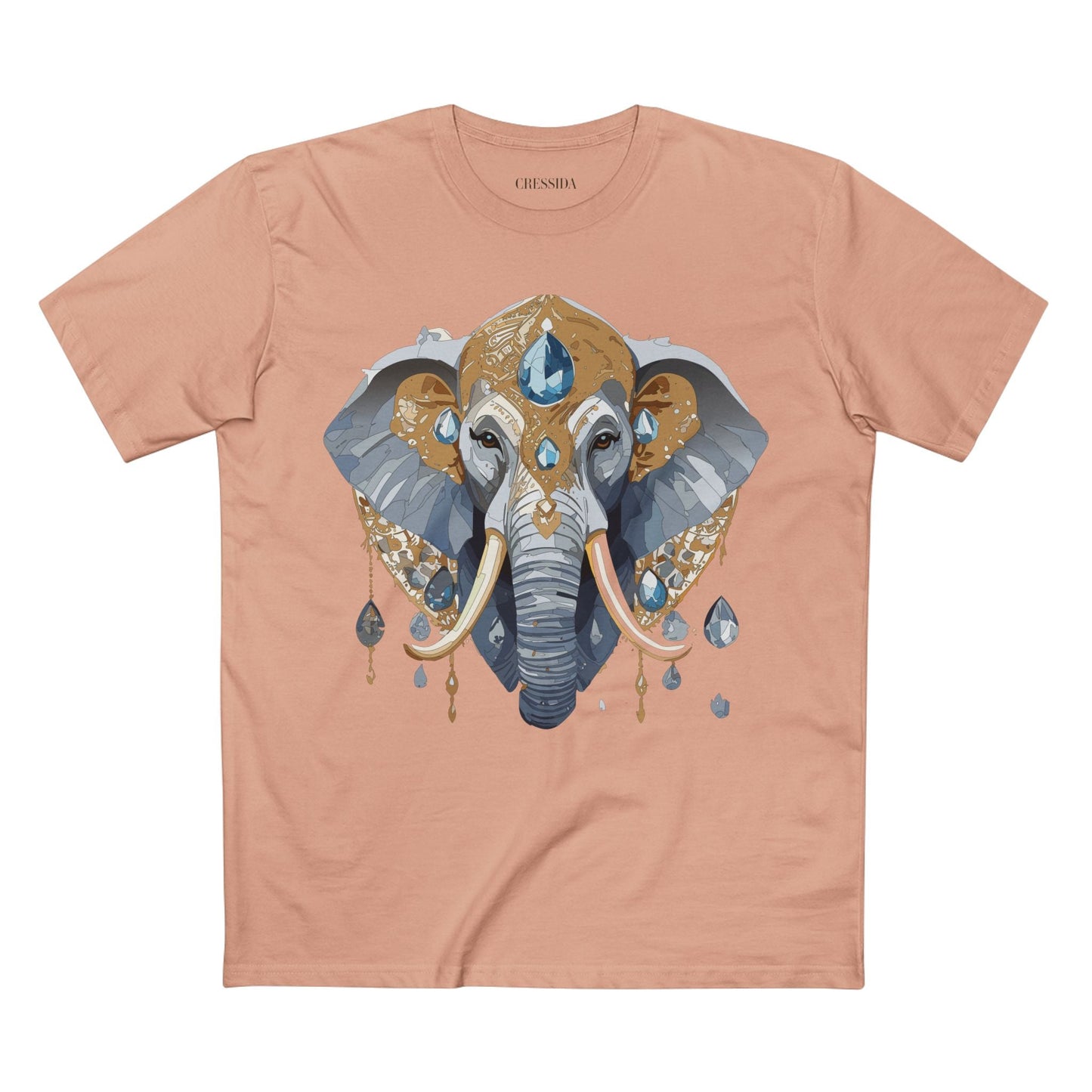 Elephant Graphic Unisex 100 Cotton Tee With Unique Animal Golden Medallion Art Design 36