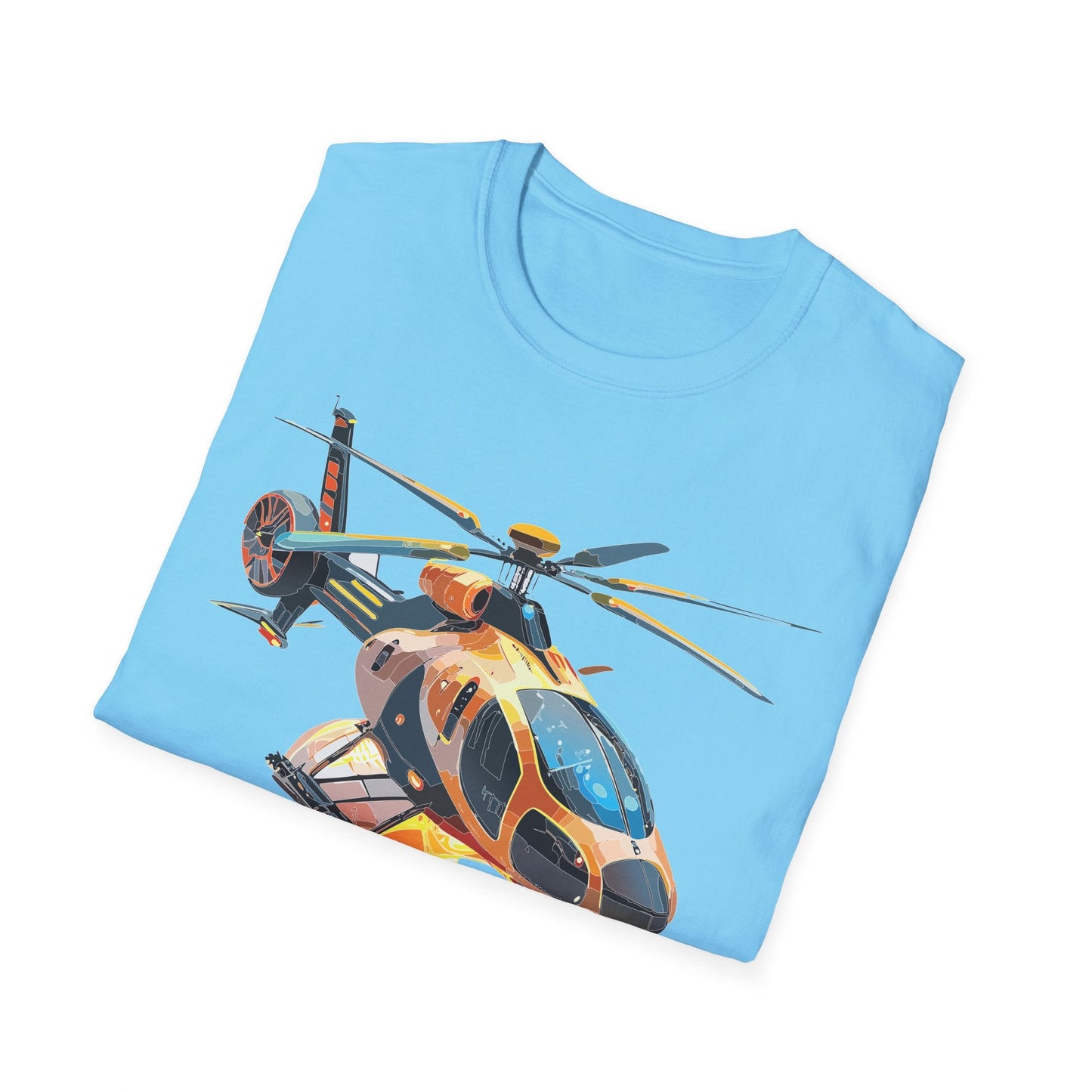 Unisex Helicopter Chopper T Shirt Softstyle 64000 Gildan Durable Lightweight Tee Design