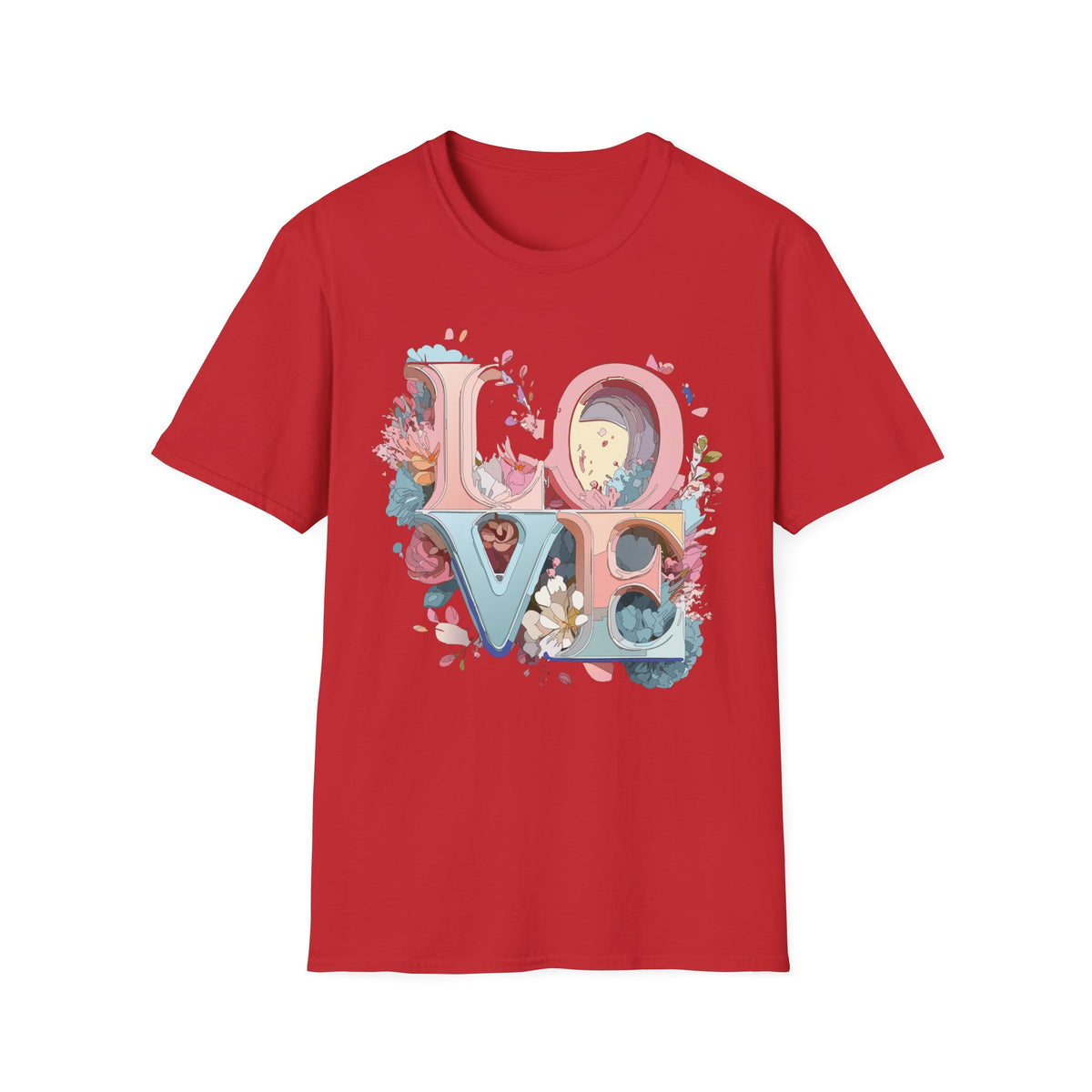 Floral LOVE Lettering T-Shirt | Pastel Botanical Typography