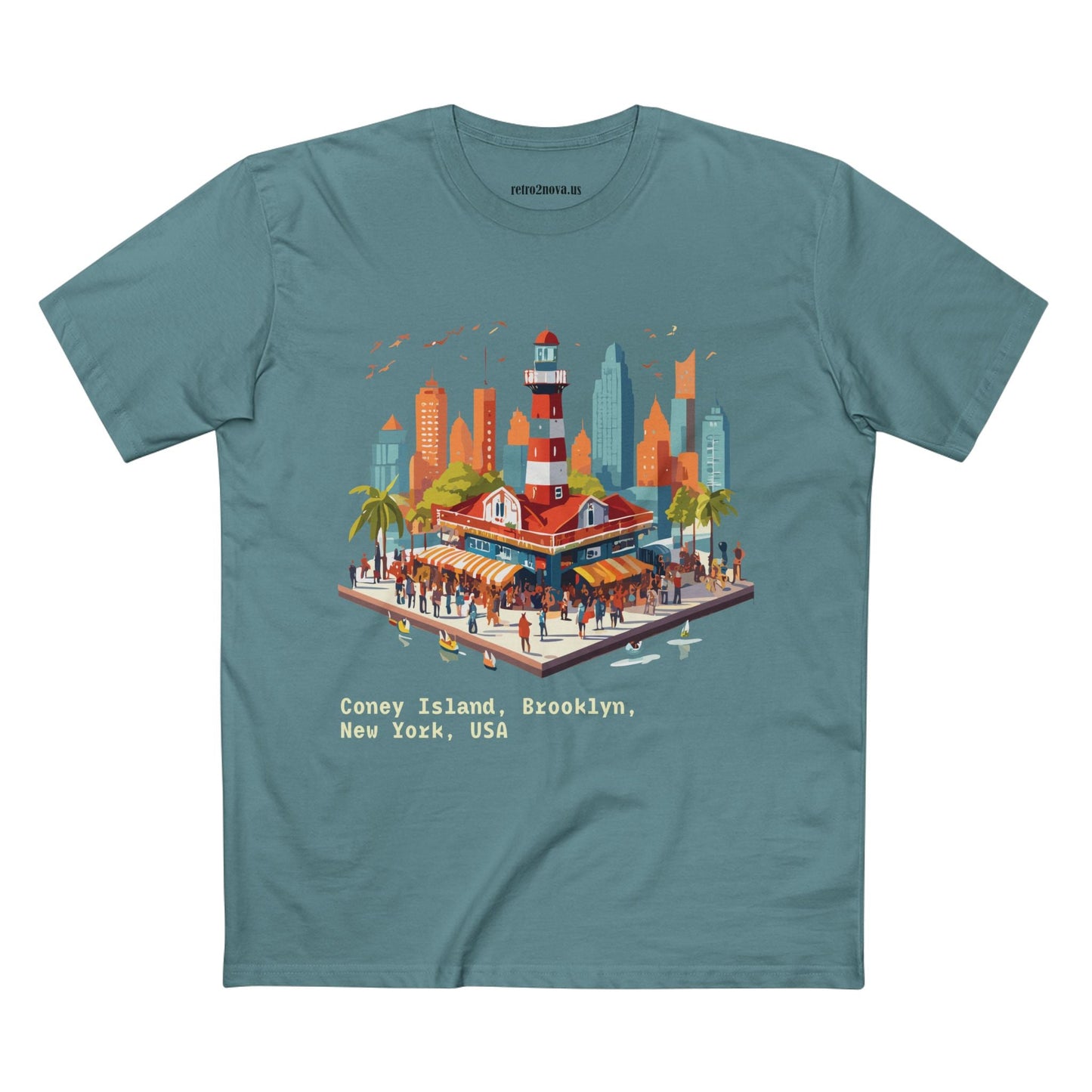 Unisex Travel Shirt Brooklyn Tourist Shirt Premium Cotton Tee with Original Art by Retro2Nova TT25
