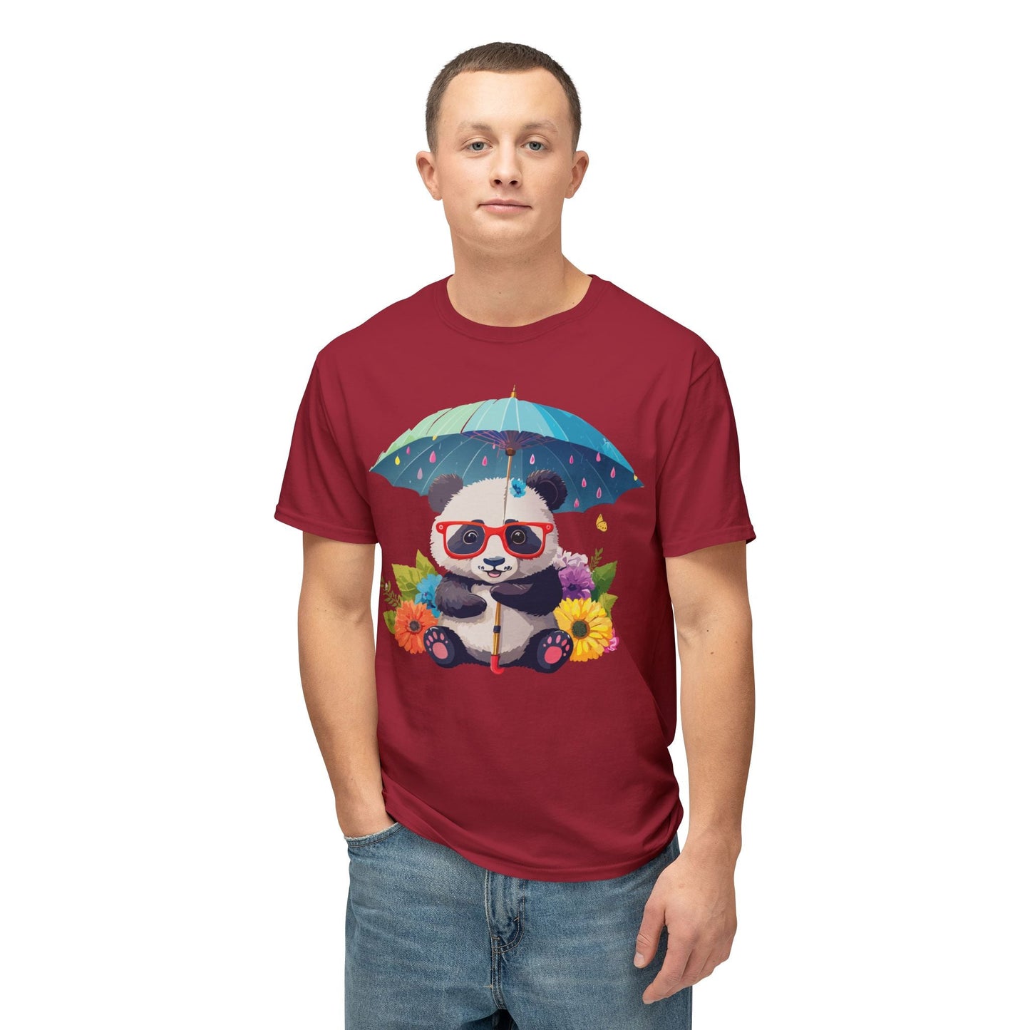 Panda Art T Shirt Unisex HD Cotton Tee With Floral Print Panda Design USA Printed Now