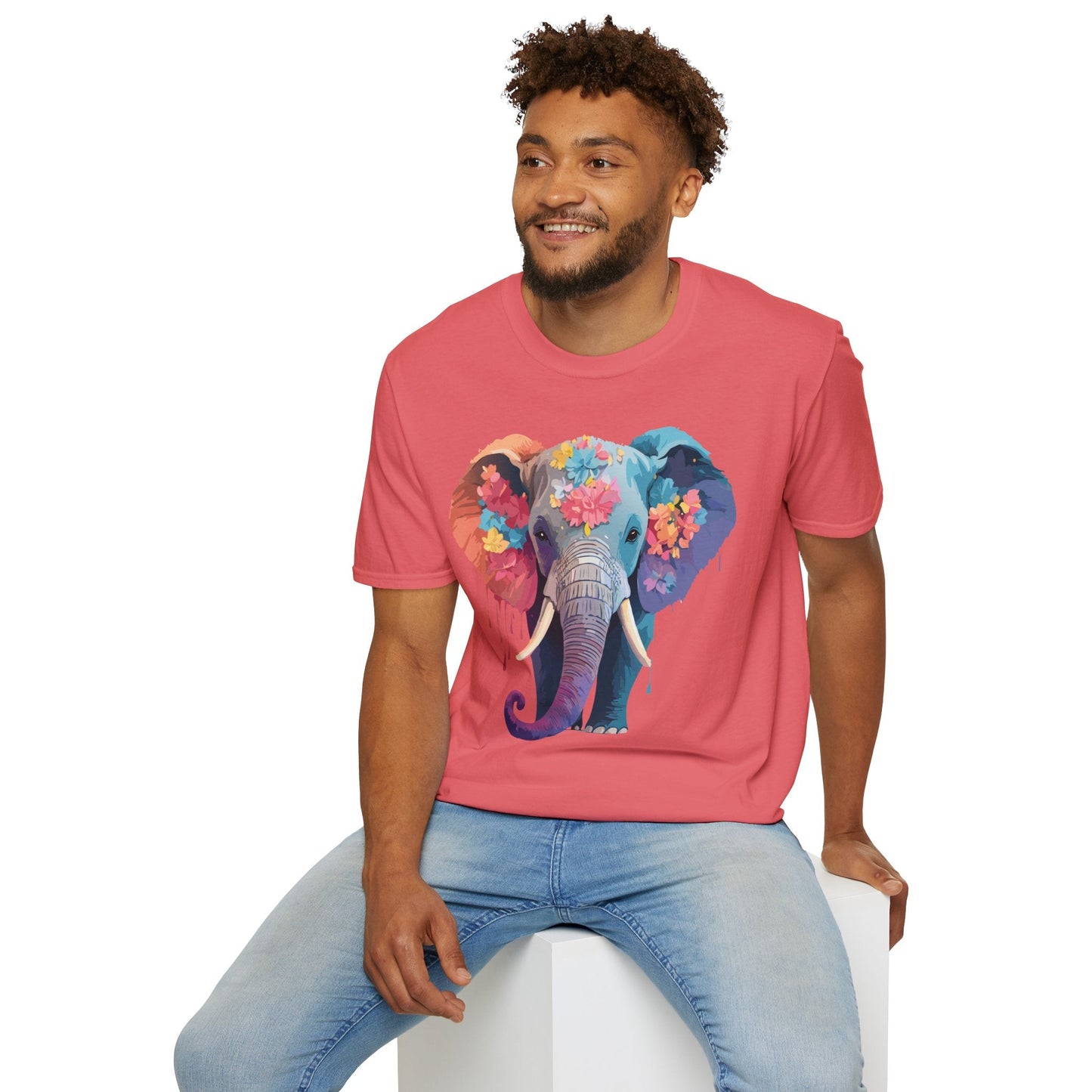 Unisex Elephant T Shirt Gildan SoftStyle 64000 100 Percent Ring Spun Cotton Tee Shirt