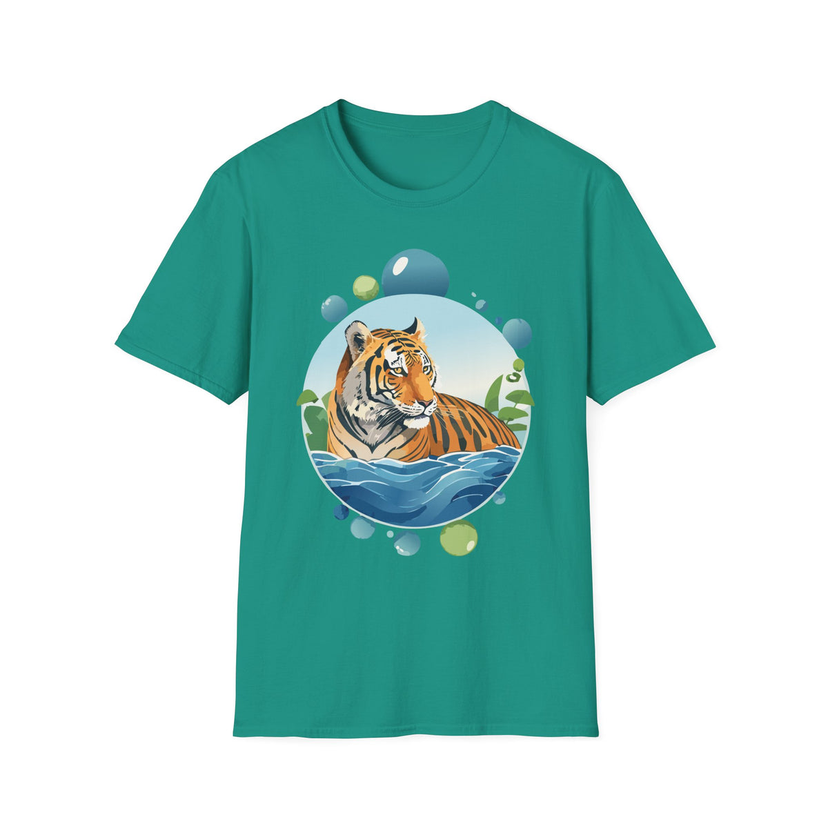Tiger Portrait T-Shirt | Watercolor Jungle Circle Design