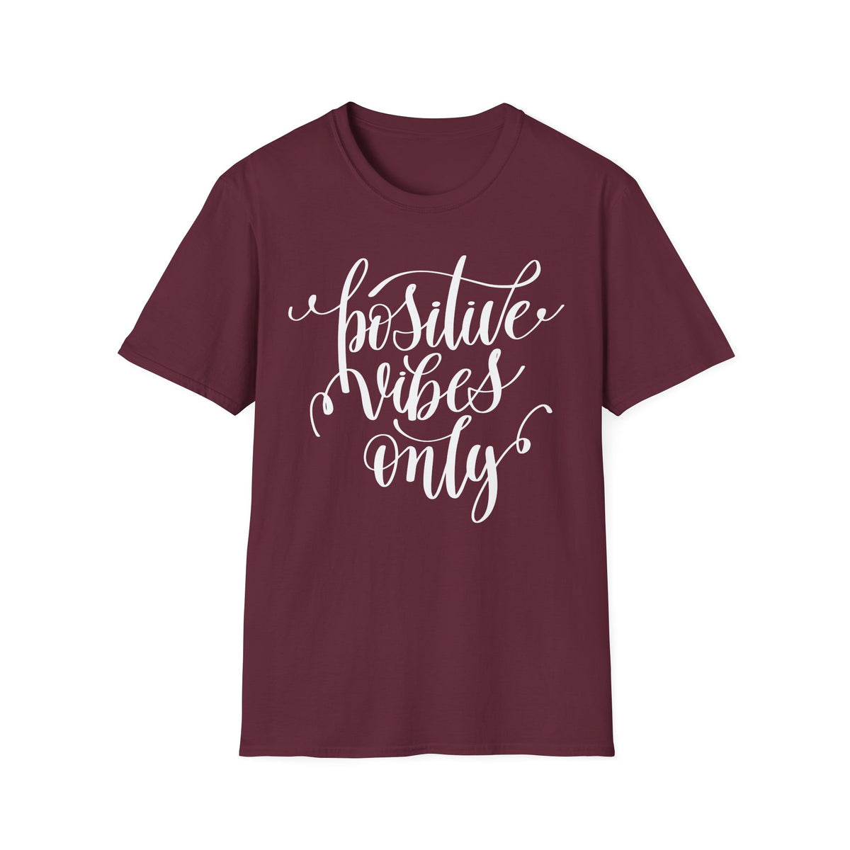 Positive Vibes Only T-Shirt Unisex Cotton Short Sleeves Handlettered Inspirational Tee