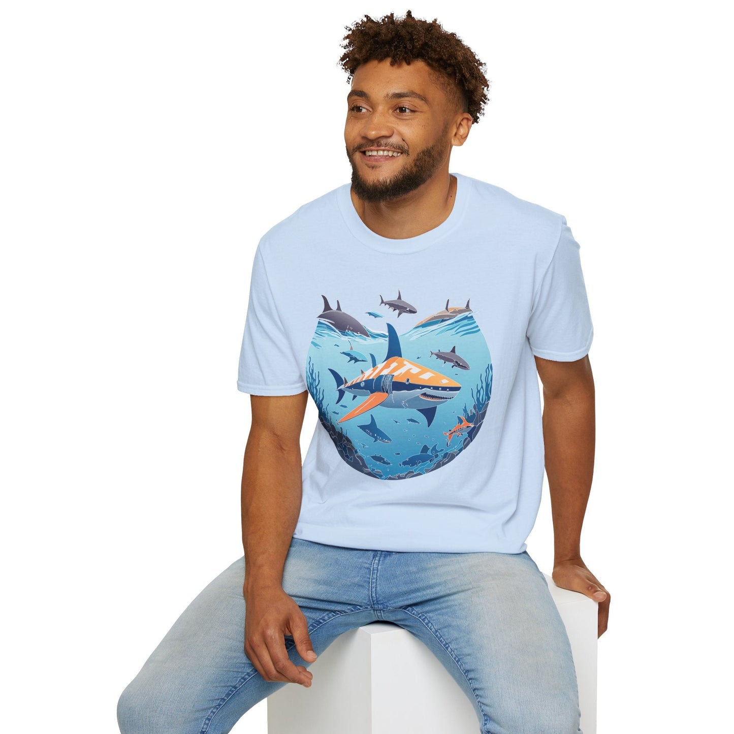 Ocean Tee Shirt Unisex Softstyle Gildan 64000 100 Percent Ring Spun Cotton Breathable U Boat Design