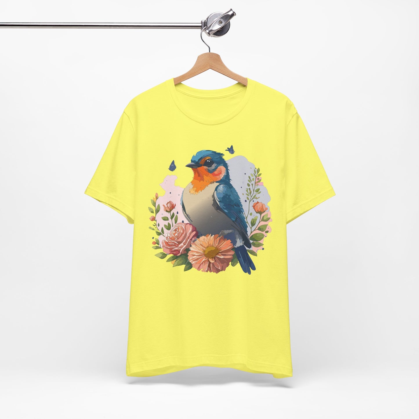 Floral Bird Tee, Animal Shirt, Bird Shirt, Floral Tee, Flower T-shirt, T-Shirt with Animal