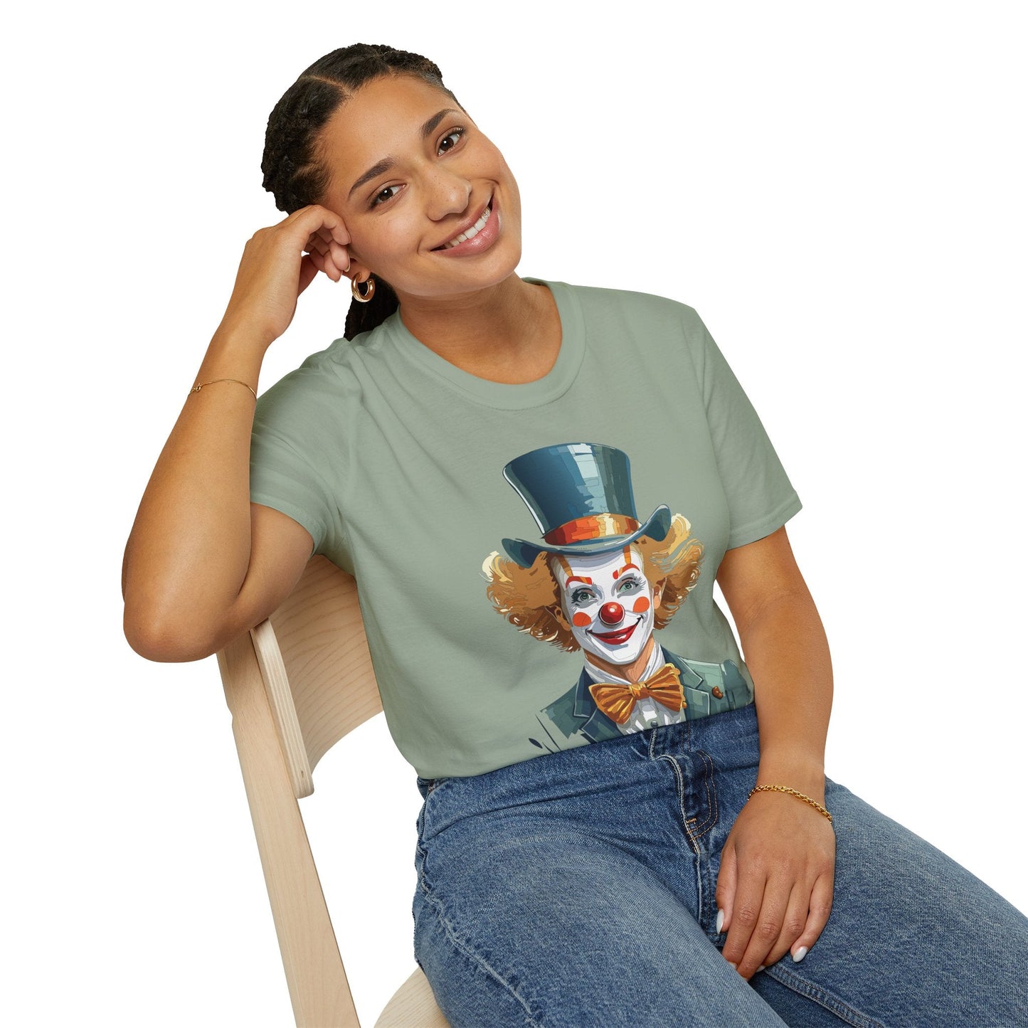Funny Clown Shirt Unisex T Shirt Circus Style Tee With Scary Man Artwork Gildan 64000