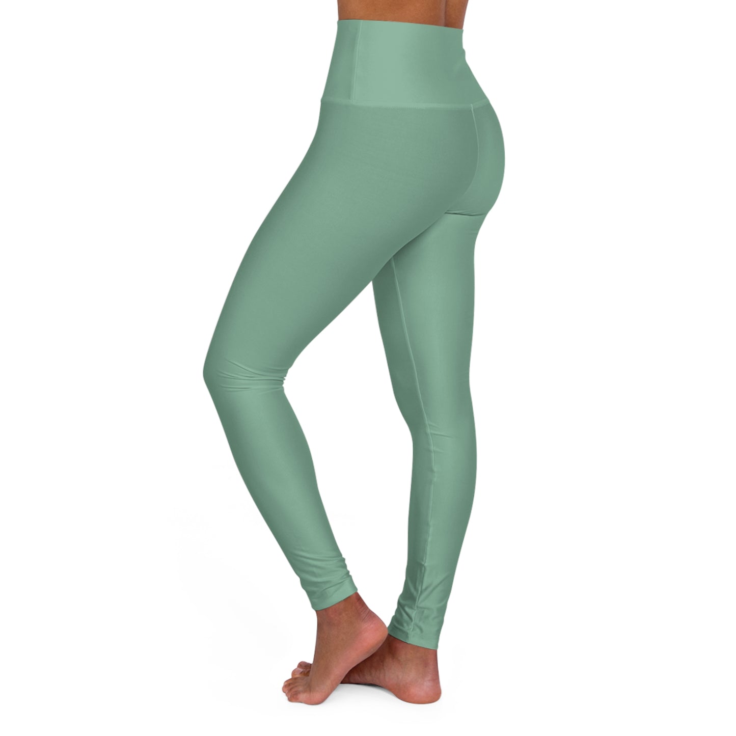 Muted Teal Color High-Waist Yoga Leggings Women's Seamless Poly-Span Stretchy Pants XS-2XL