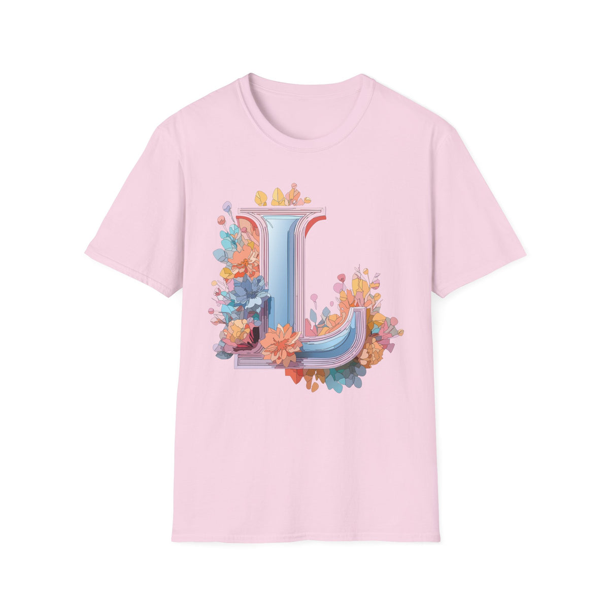 Floral Letter L T-Shirt | Monogram Initial Tee
