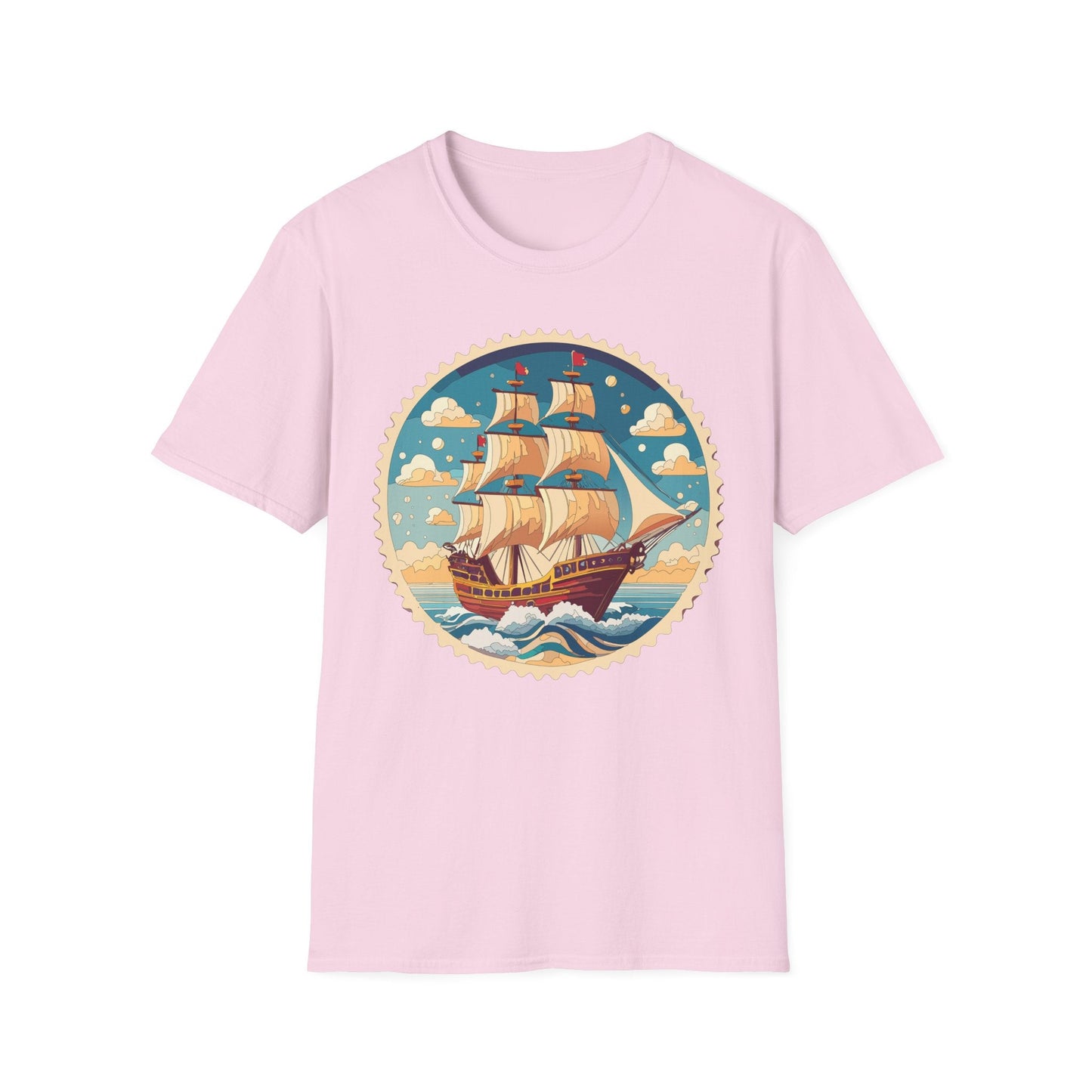 Frigate Ship T Shirt Unisex Short Sleeve 100 Percent Ring Spun Cotton Soft Tee Gildan 64000