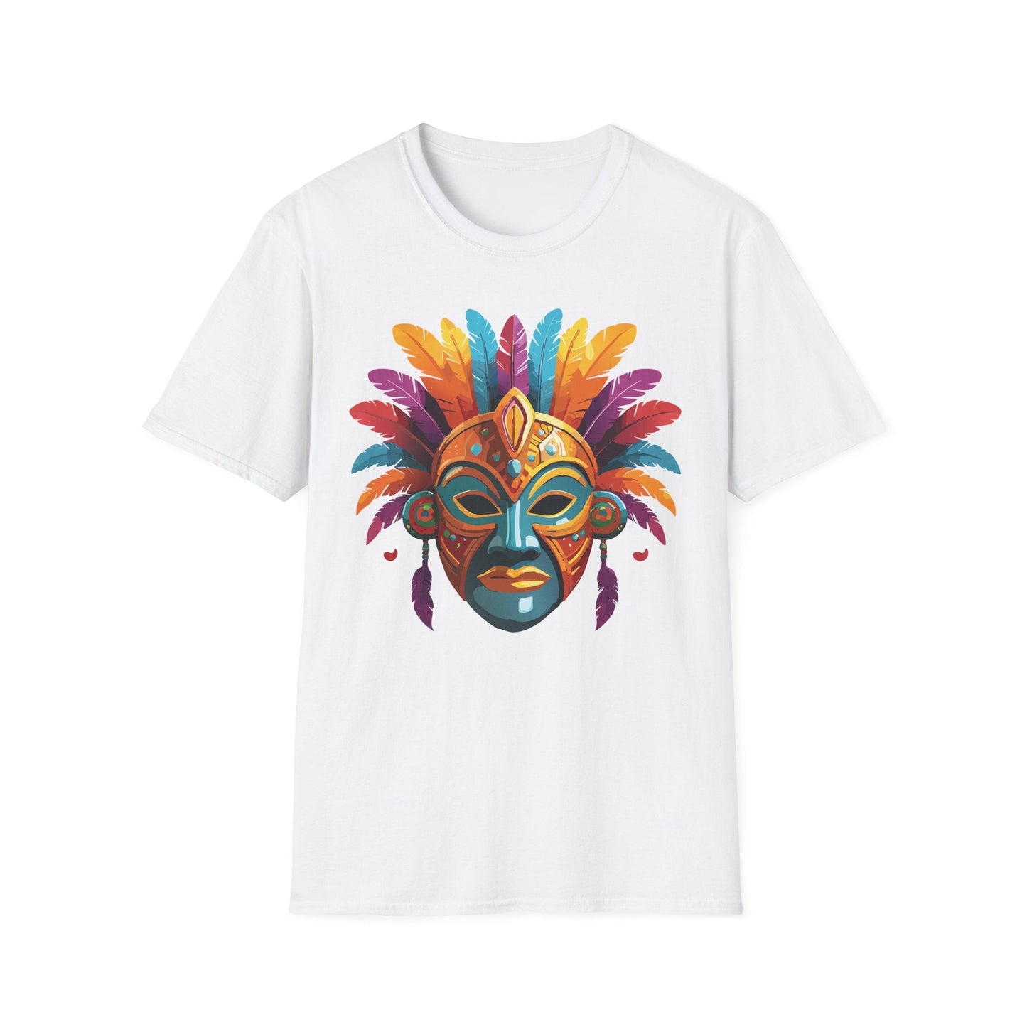 Unisex Gildan Mask T Shirt Softstyle 64000 With Art Design Lightweight Cotton Tee