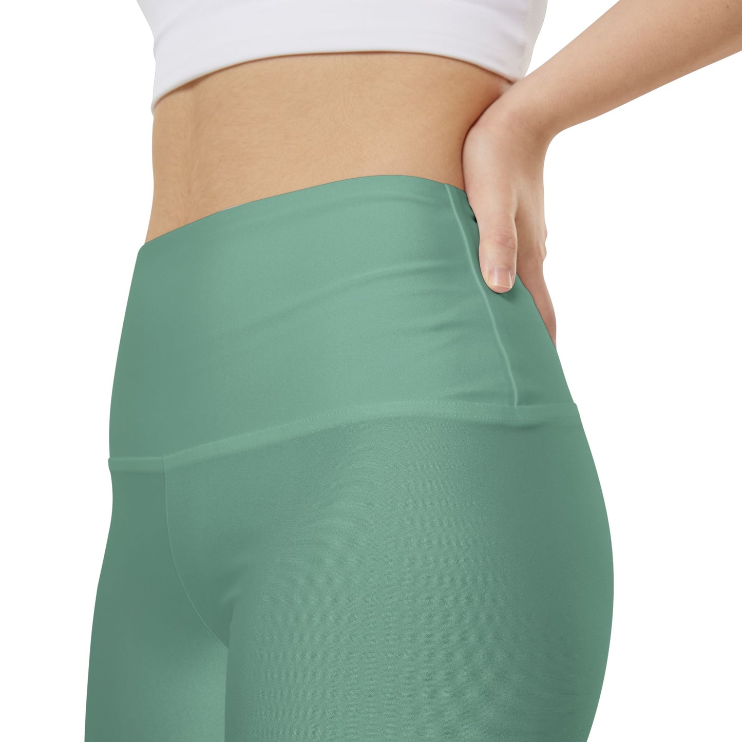 Muted Teal Women's Workout Shorts — High-Waist Performance Biker Shorts (Seafoam)