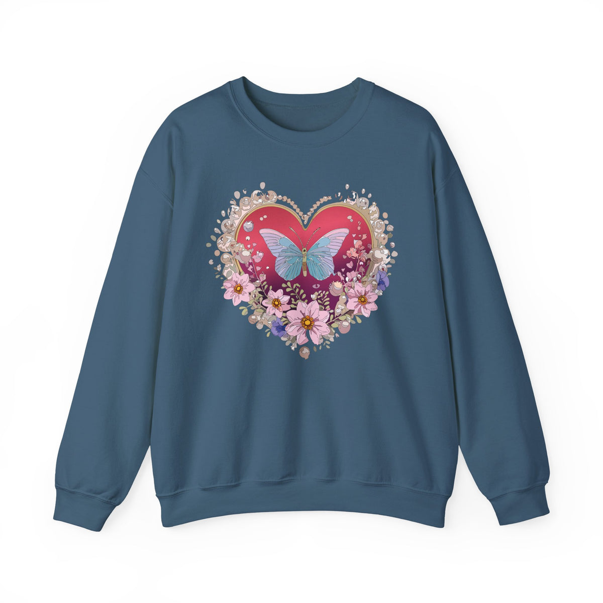 Floral Heart Love Graphic Valentine's Day Sweatshirt Unisex 50/50 Cotton-Poly Sweatshirt w42