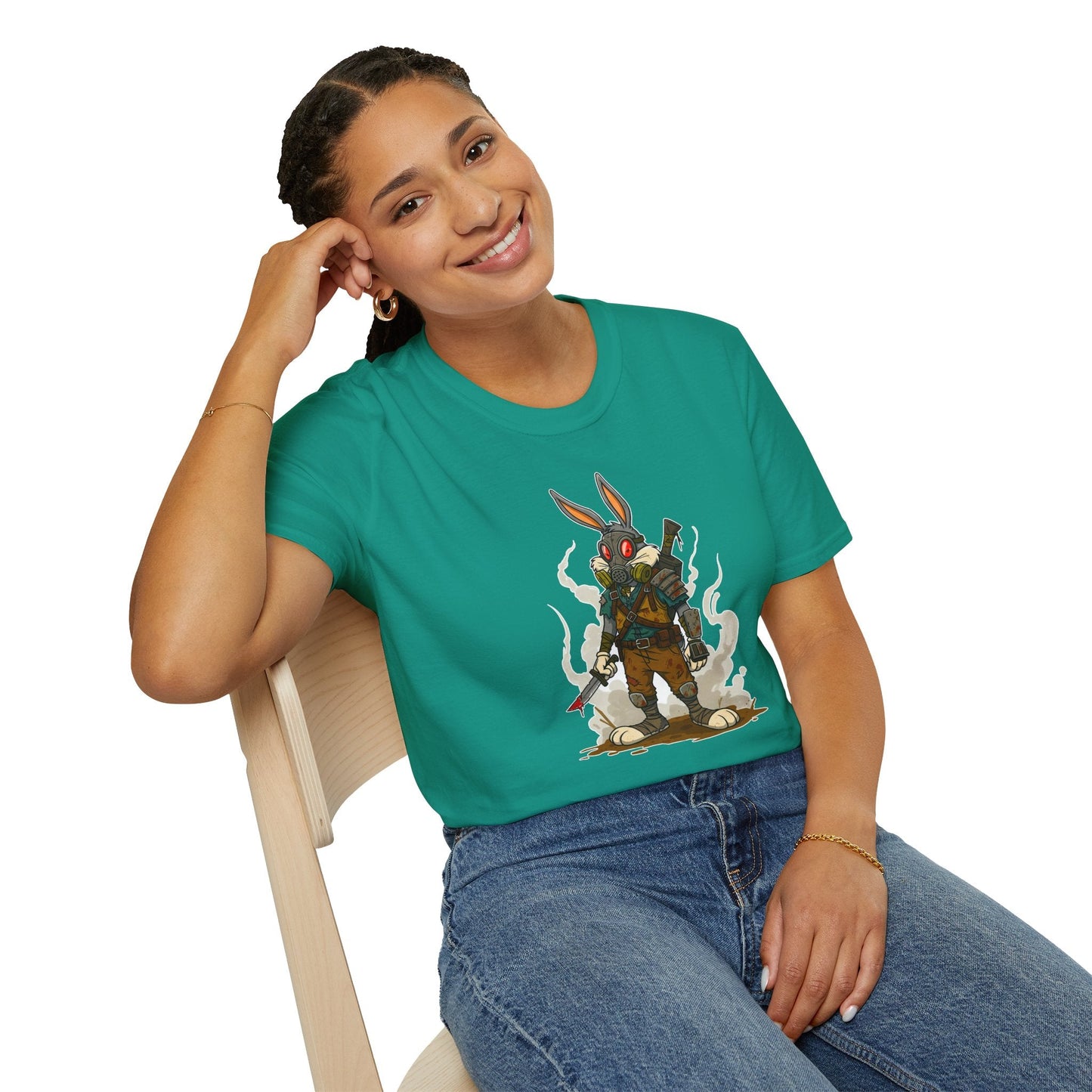Cartoon Bunny Graphic Unisex Cotton Animal Animation Artwork Design Tee 13