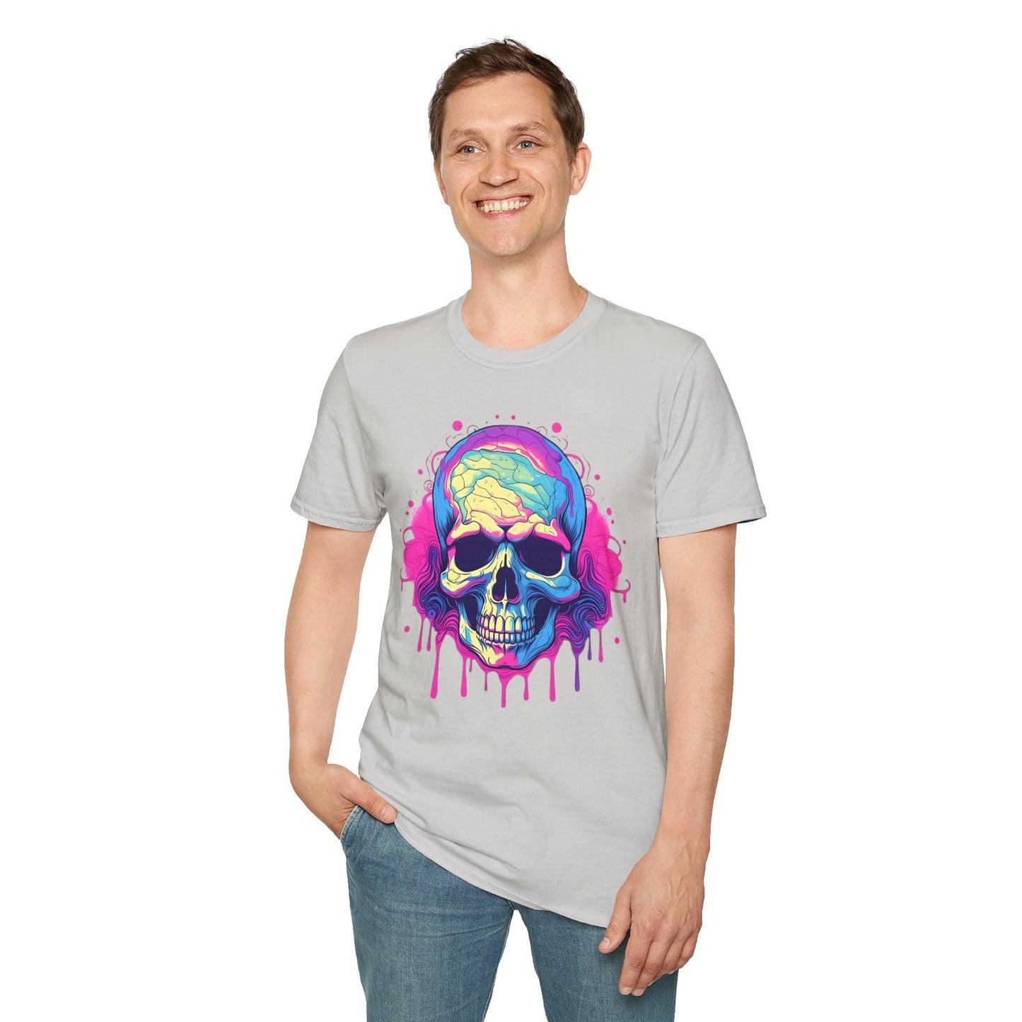 Skull Tee Shirt Unisex Skeleton Design Gildan Softstyle 64000 Ring Spun Cotton Tee